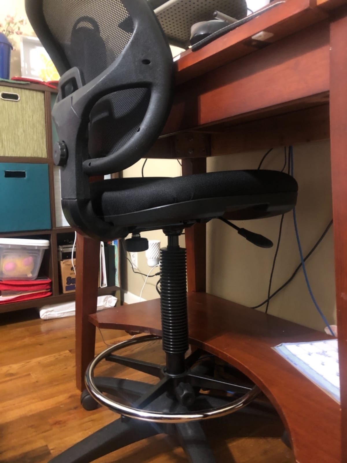 Office Star DC Series Deluxe Breathable Mesh Back Ergonomic Drafting Chair with Lumbar Support and Adjustable Footring, Black Fabric customer photo 2