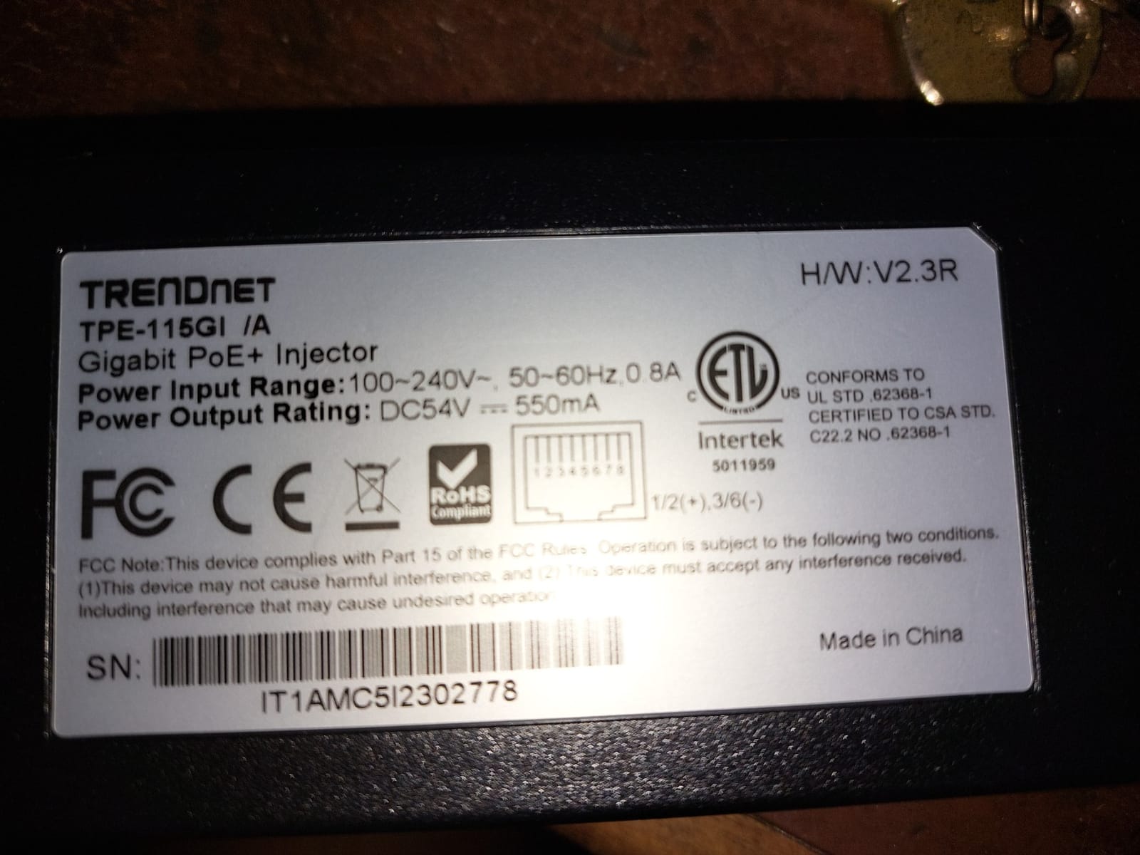 TRENDnet Gigabit Power Over Ethernet Plus Injector,TPE-115GI customer photo 2
