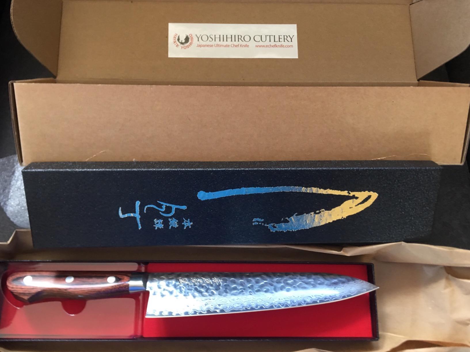 Yoshihiro VG10 16 Layer Hammered Damascus Gyuto Japanese Chefs Knife (8.25'' (210mm)) customer photo 1