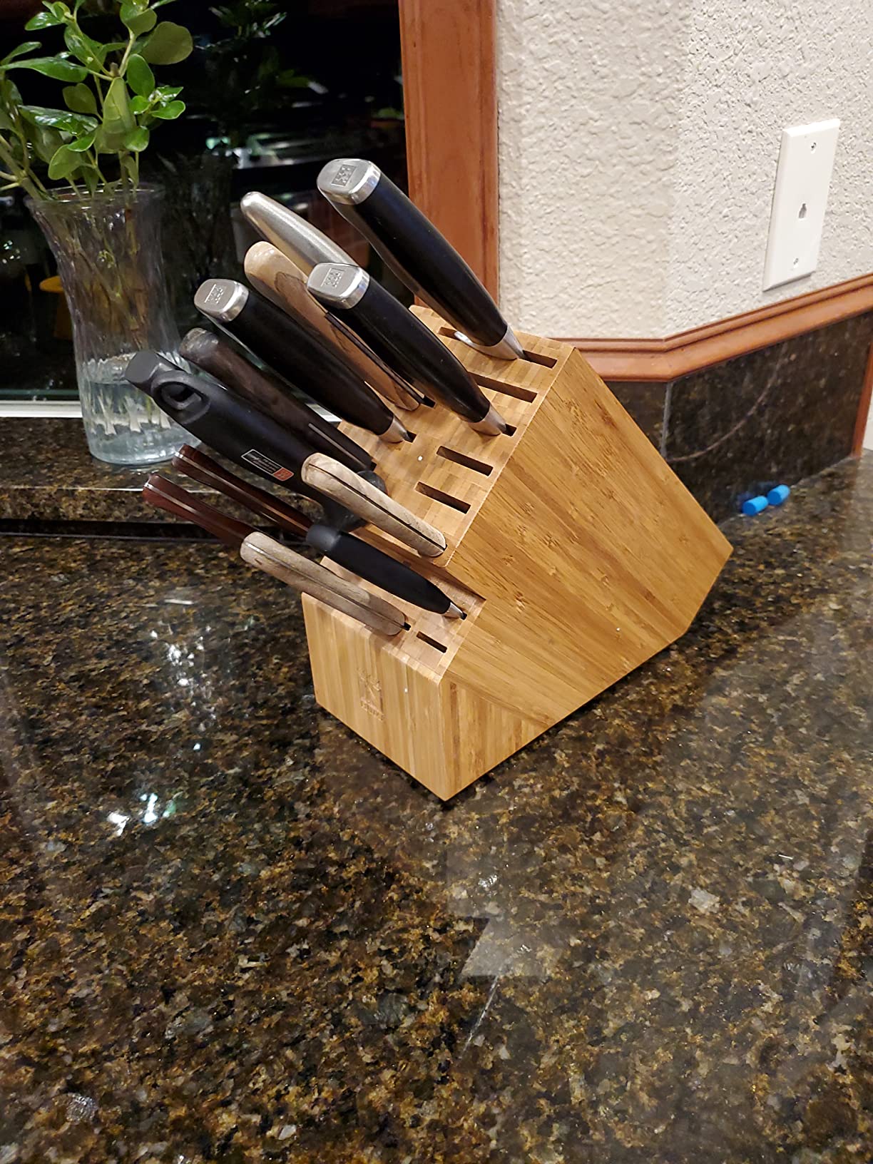 Cook N Home Bamboo Knife Block 20-Slot Universal Knife Holder Countertop customer photo 2