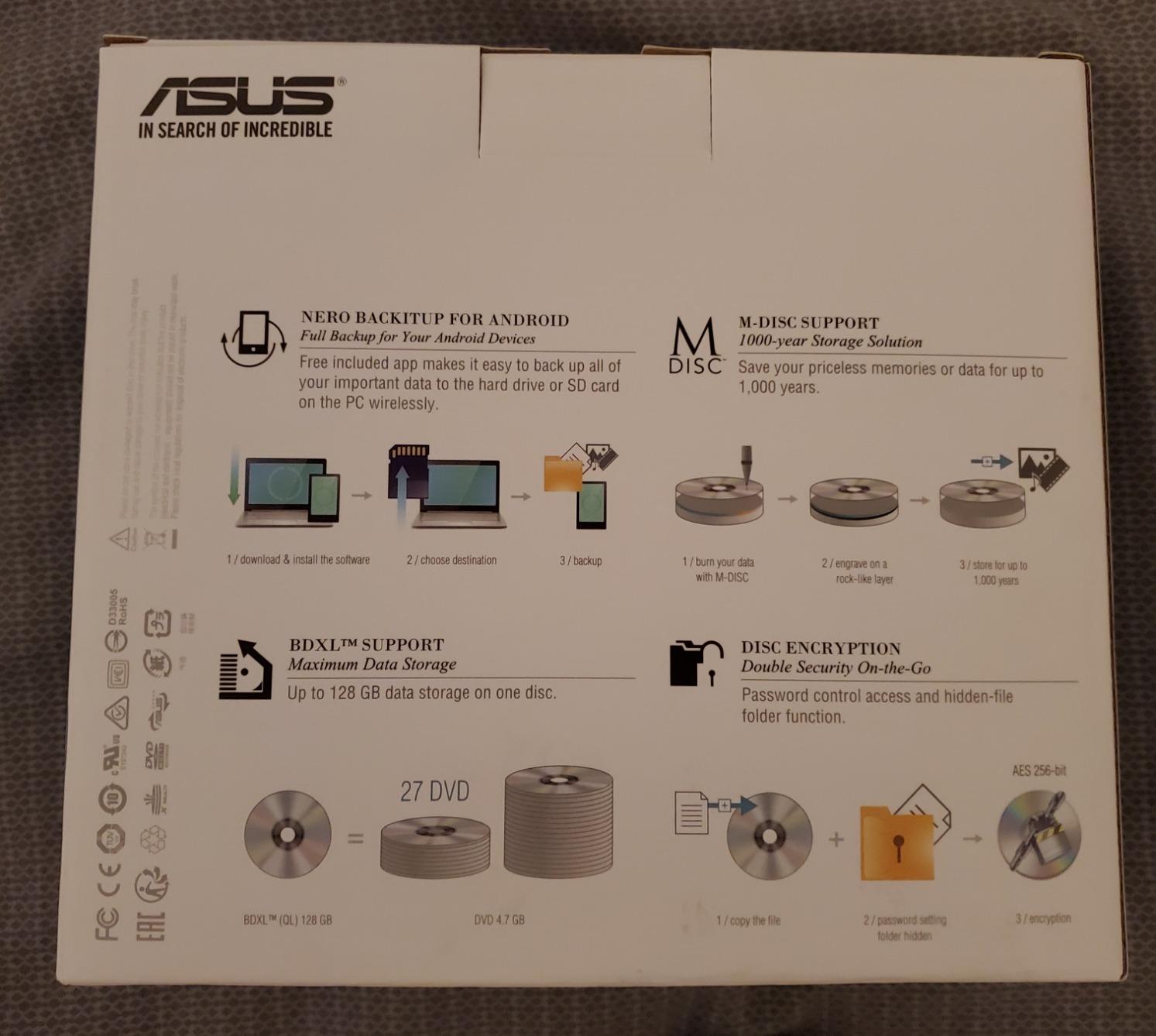 ASUS BW-16D1HT - Ultra-Fast 16X Blu-ray Burner with M-DISC Support, Black, 1 Year Warranty customer photo 1