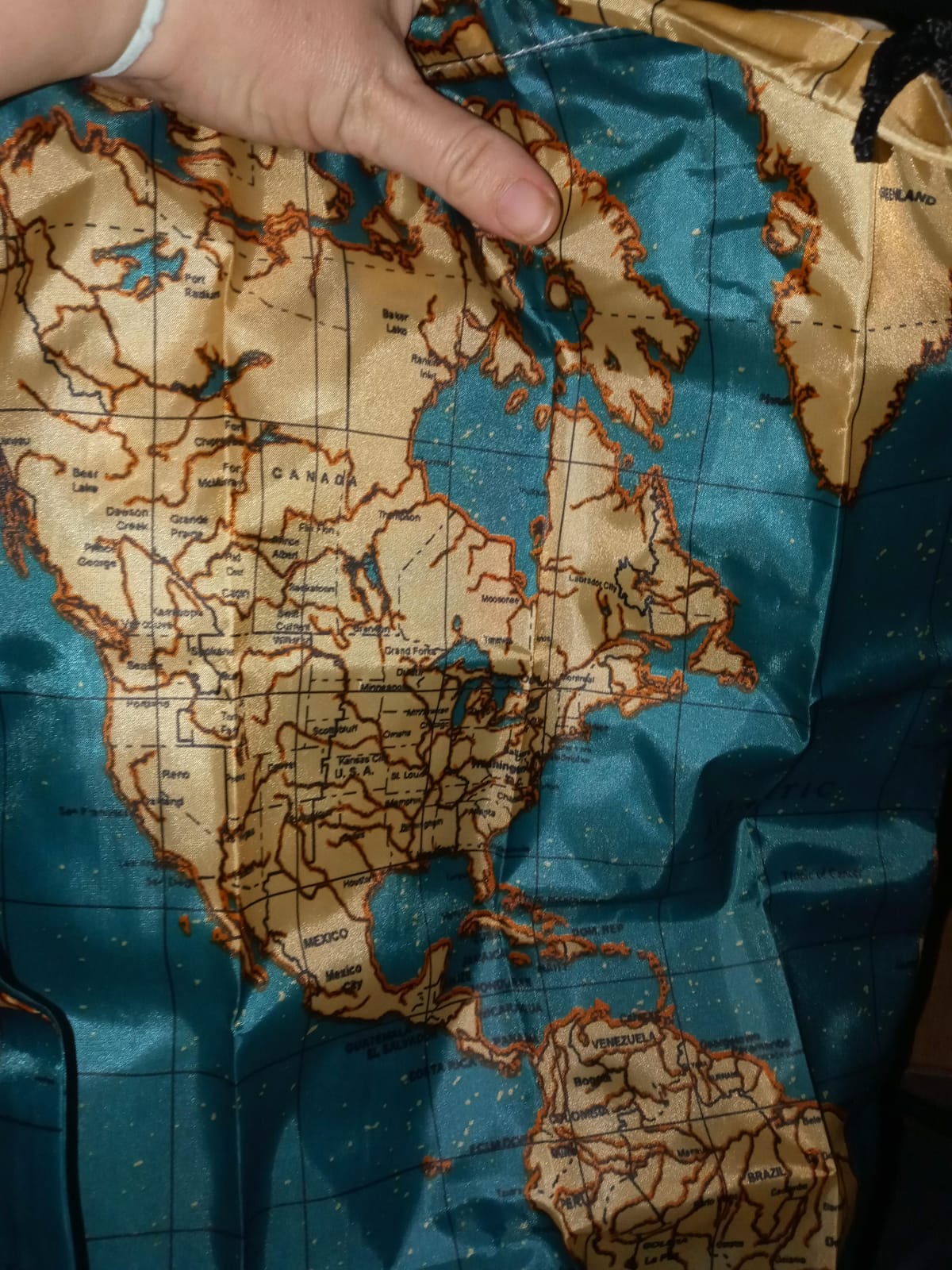 Kikkerland Travel-Size Laundry Bag, World Map Design Heavy Duty Laundry Bag, Polyester, Built-in Pouch, Inner Loop and Carabineer, Multicolor customer photo 1
