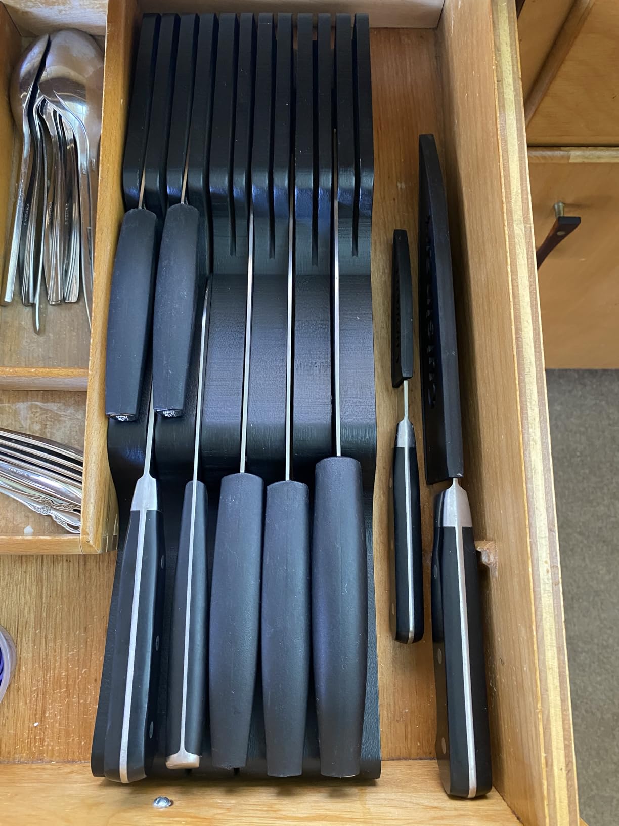 Bambüsi Knife Drawer Organizer 16 Slot In-Drawer Knife Block Holder, Bamboo customer photo 2
