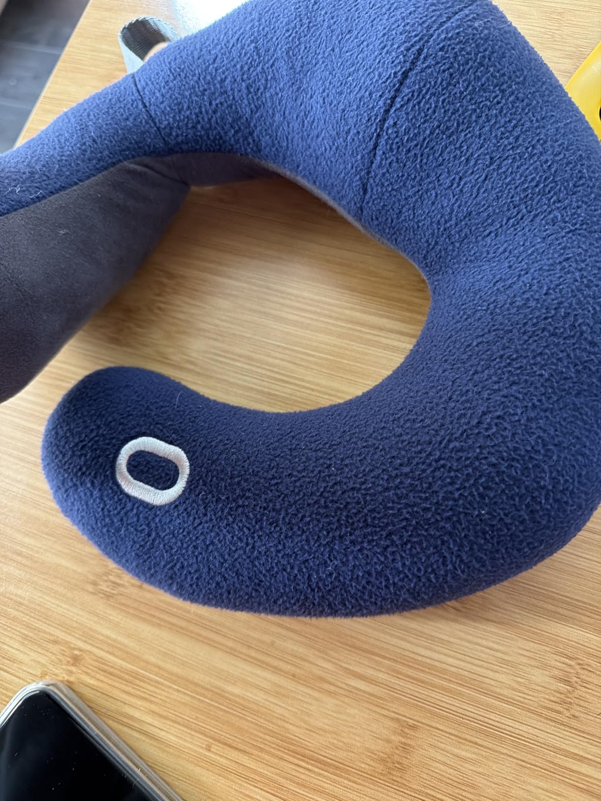 BCOZZY Travel Neck Pillow for Airplane - Patented Head, Neck & Chin Support. Soft, Adjustable Pillow for Comfortable Resting on Long Flights, Car Rides & Recliners. Washable, Carry Bag, Large, Navy customer photo 1
