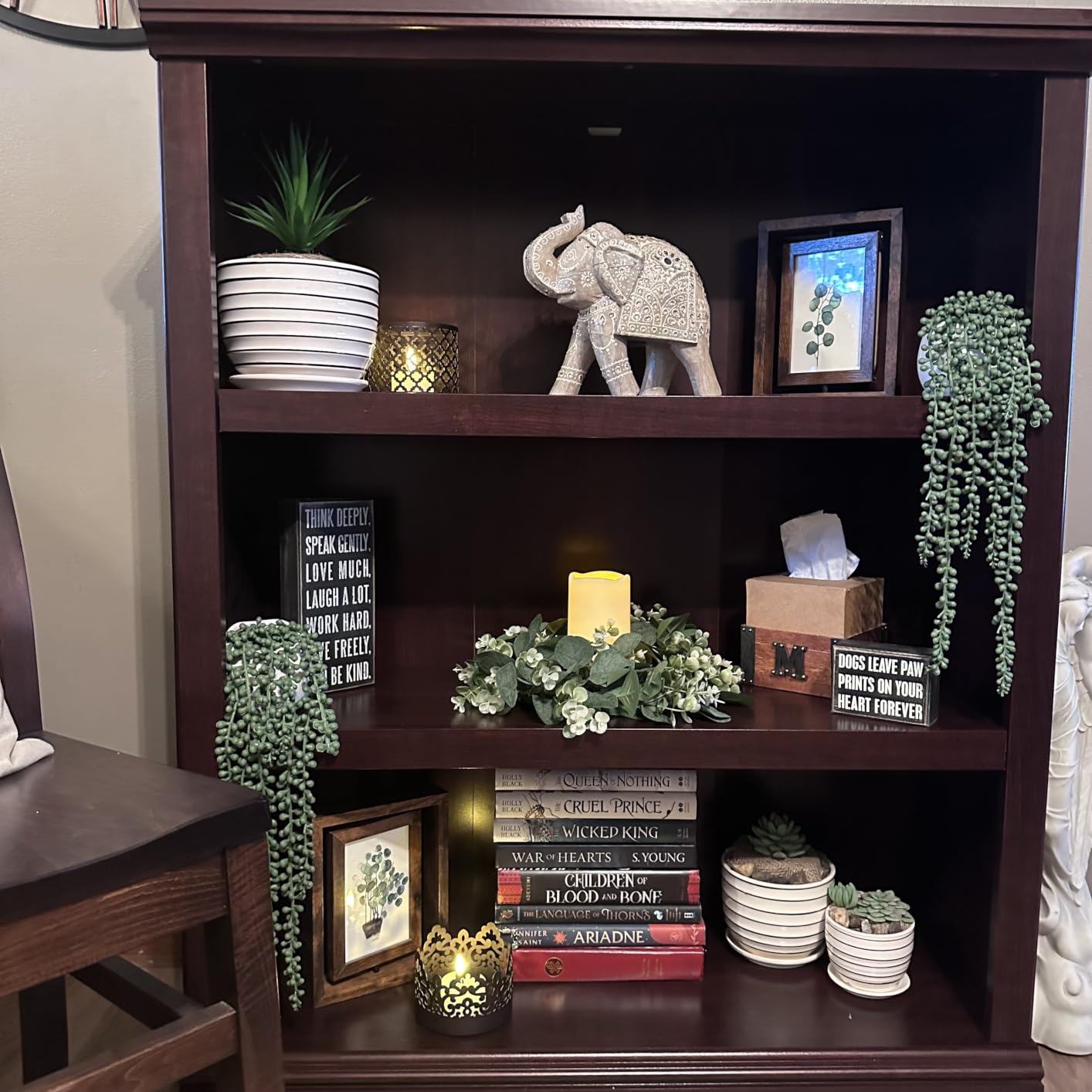 Sauder 3 Tier Book Shelf Wooden Bookcase Multipurpose Bookshelf for Home Office, Living Room, in Estate Black customer photo 2