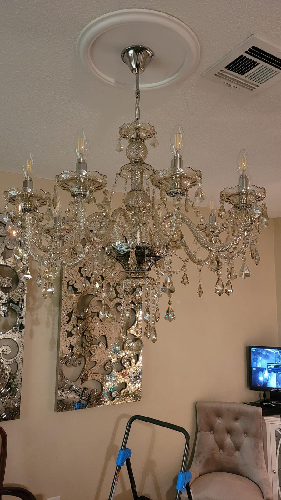 Ridgeyard 10-Light Crystal Chandelier Cognac/Champagne Modern K9 Crystal Candle Pendant Lamp Ceiling Lighting Fixture, Chandeliers for Dining Room Home Decor customer photo 2
