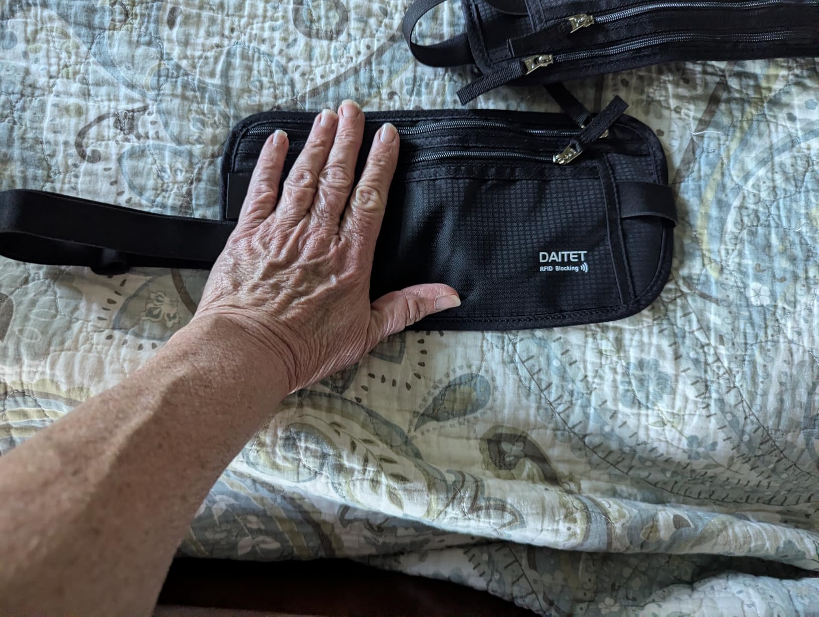 Money Belt - Passport Holder Secure Hidden Travel Wallet with RFID Blocking, Undercover Fanny Pack (Black) customer photo 1