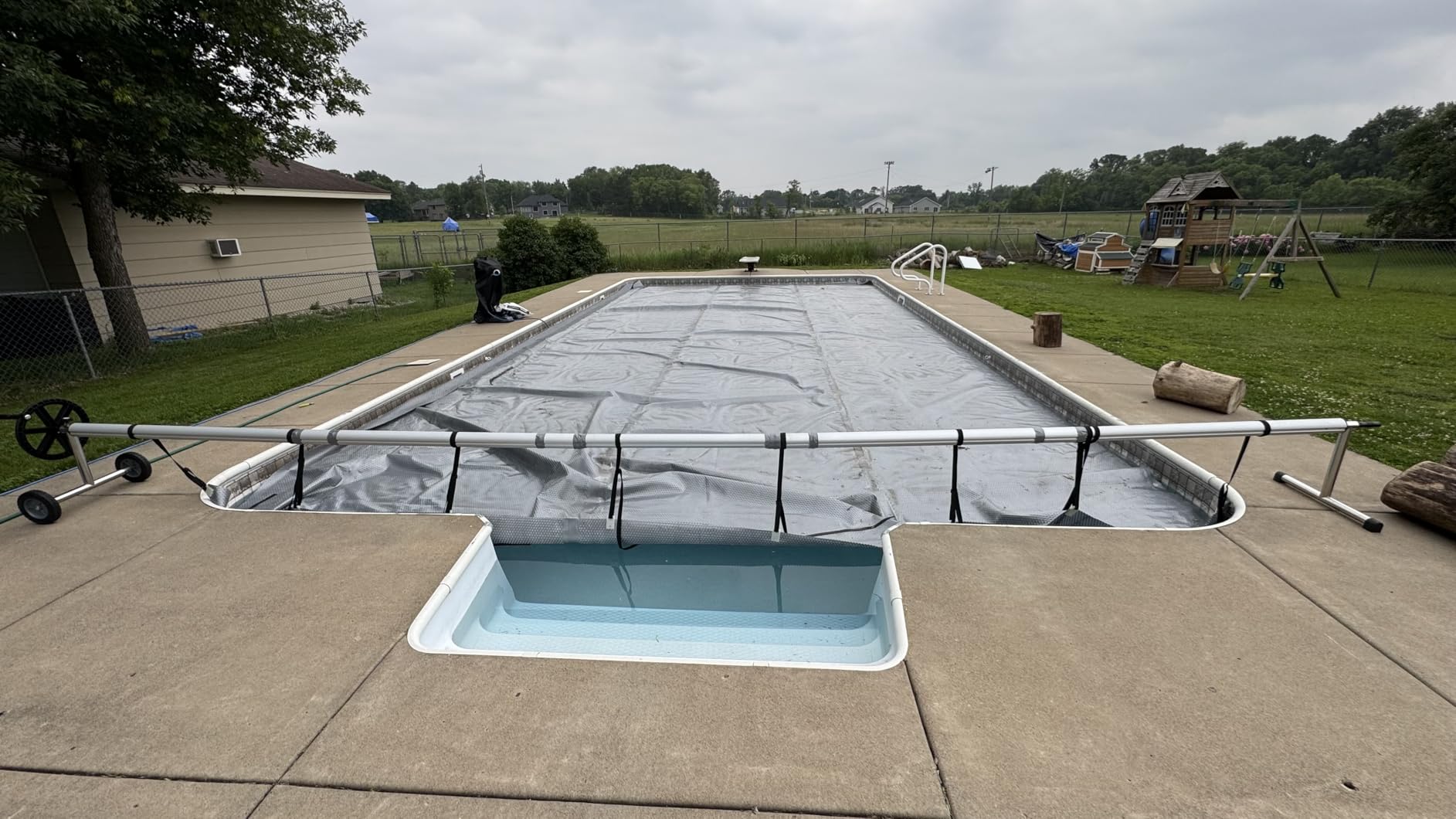 VINGLI 18 FT Aluminum Solar Swimming Inground Pool Cover Reel Set, Black customer photo 1
