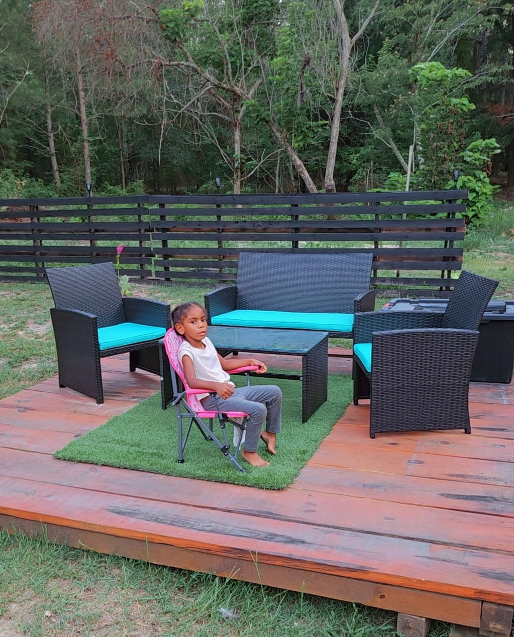 Best Choice Products 4-Piece Outdoor Wicker Patio Conversation Furniture Set for Backyard w/Coffee Table, Seat Cushions - Gray/Cream customer photo 2