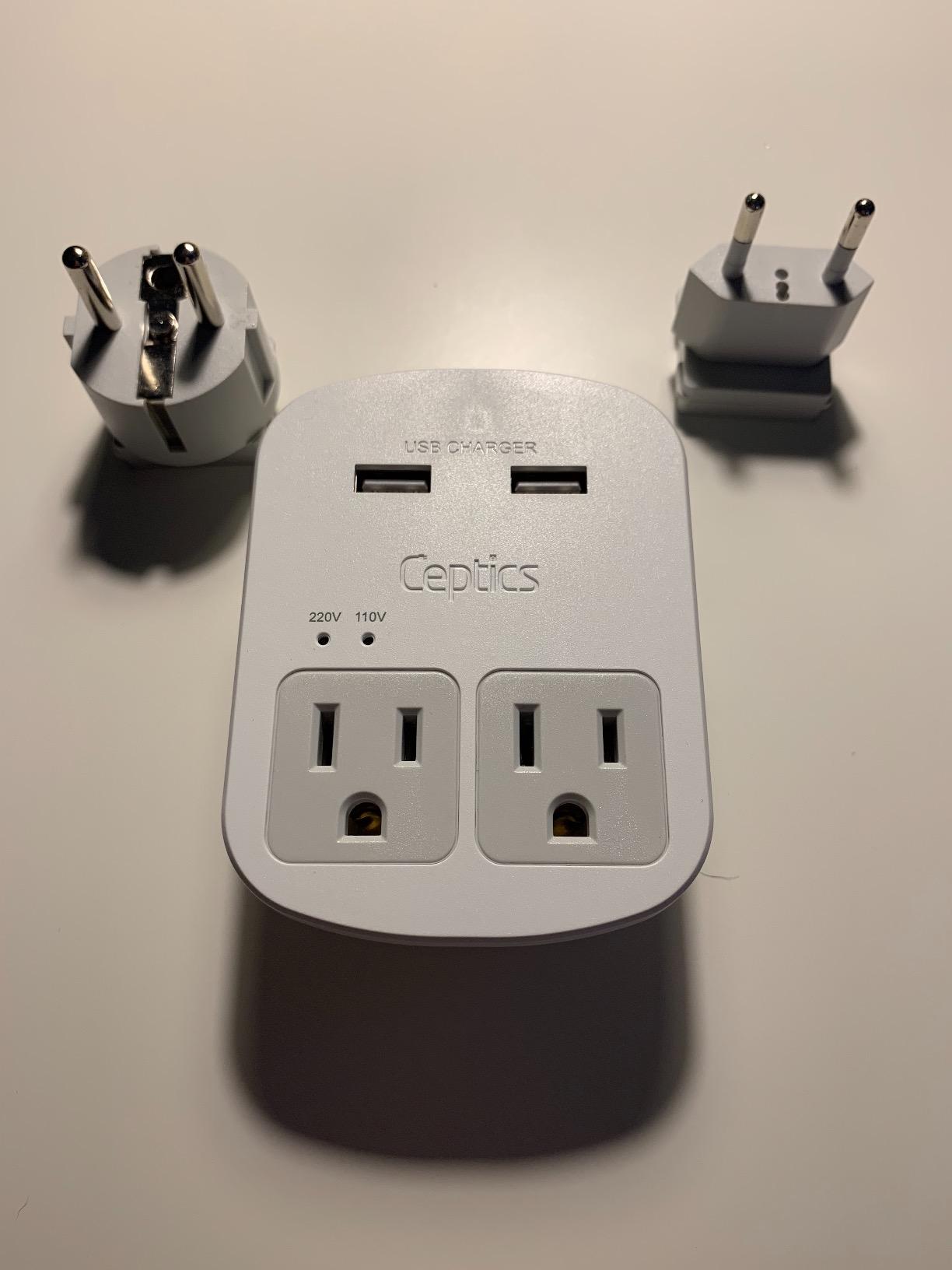 Ceptics 35W Universal Travel Adapter Kit – 2 USA sockets, USB-A, USBC, 1x PD 35W USB-C and USBC Cable, Surge Protected, Plugs for EU, UK, China, AU, Japan - for Laptop, Phone, Camera-ETL Tested customer photo 1