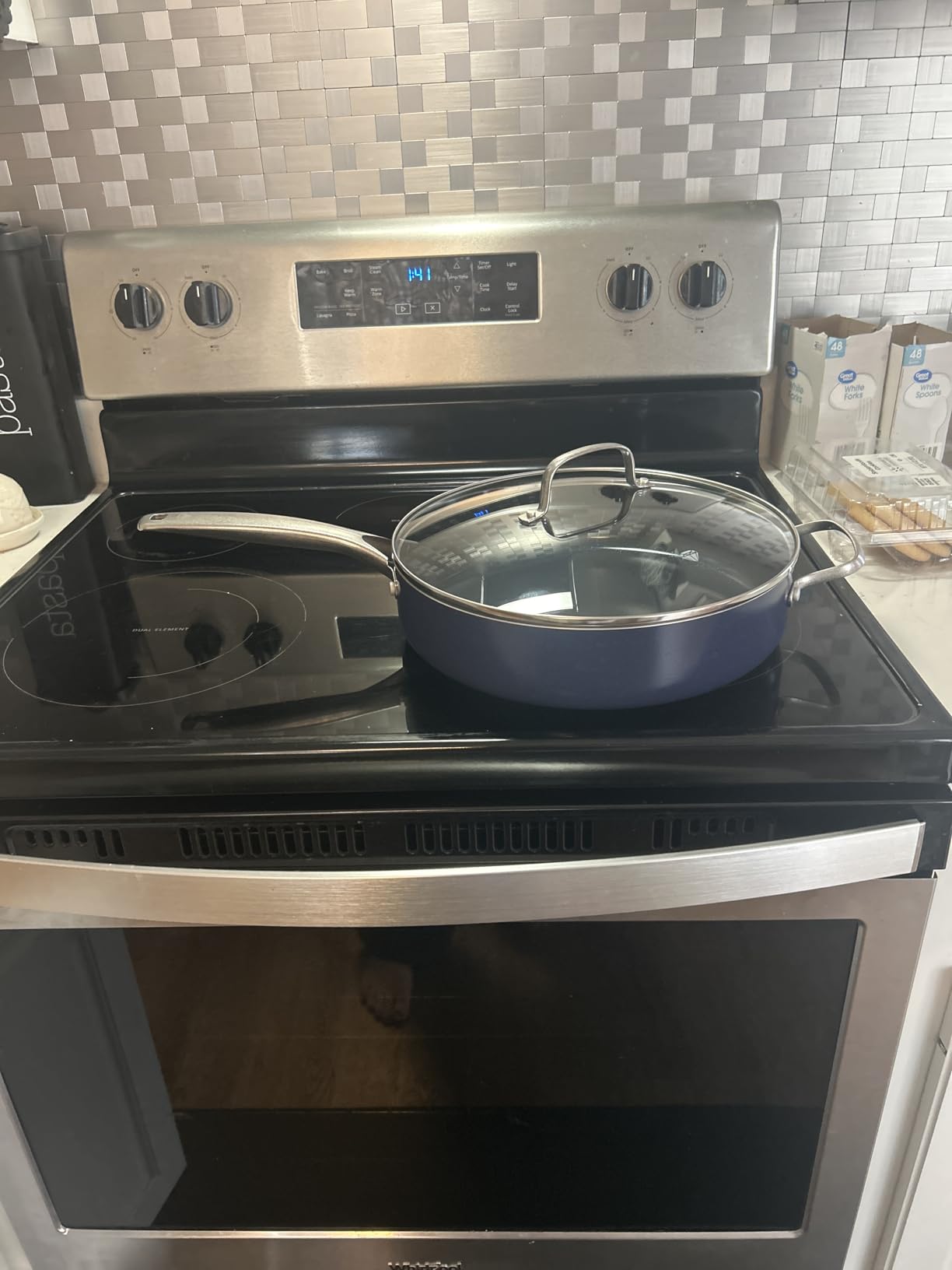 Blue Diamond 5QT PFAS-Free Ceramic Nonstick Sauté Pan with Lid, Blue customer photo 2