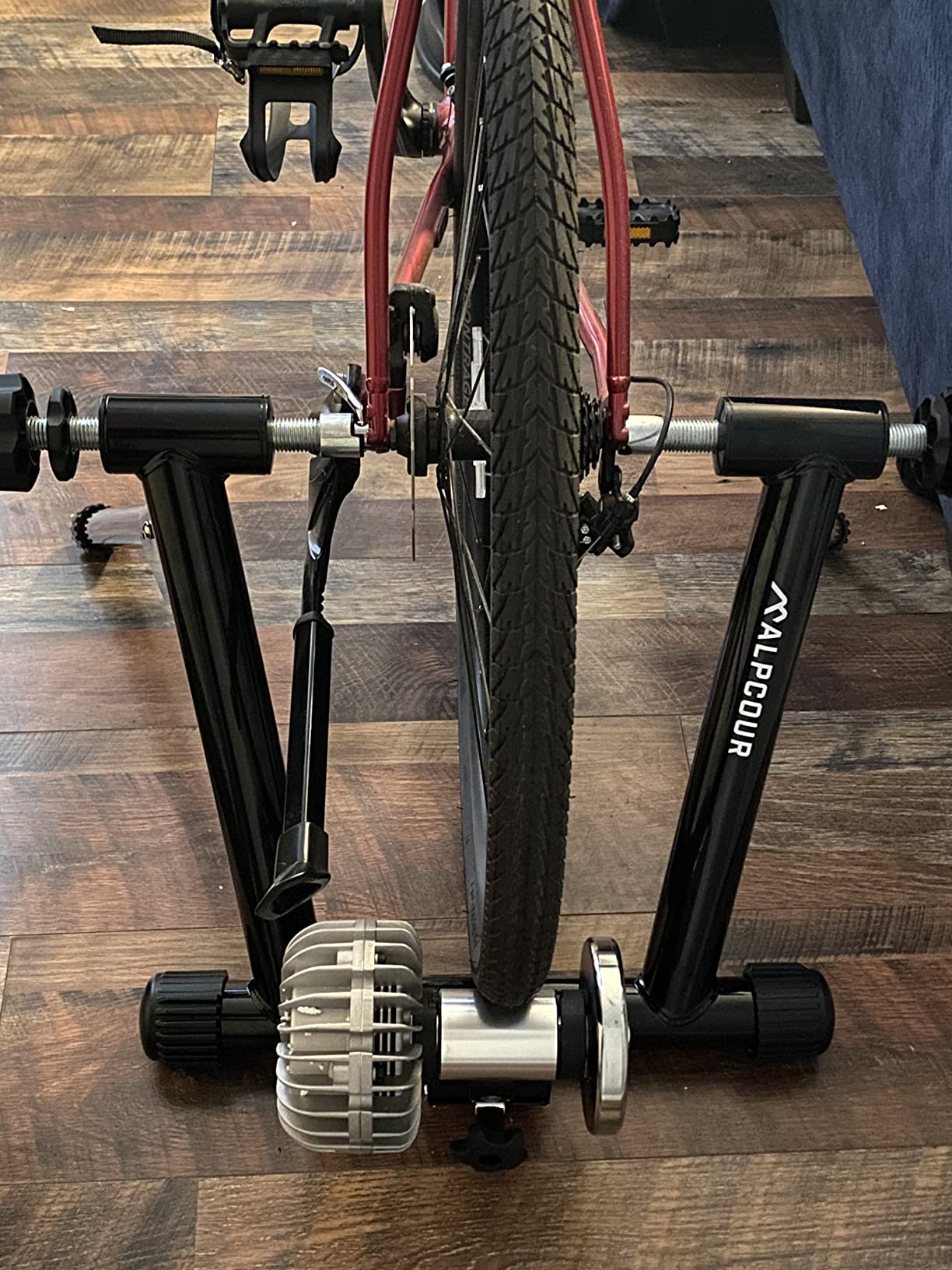 Alpcour Fluid Bike Trainer Stand for Indoor Riding – Portable Foldable Stainless Steel Trainer, Noise Reduction, Progressive Resistance, Dual-Lock System – Road & Mountain Bikes' Stationary Exercise customer photo 2