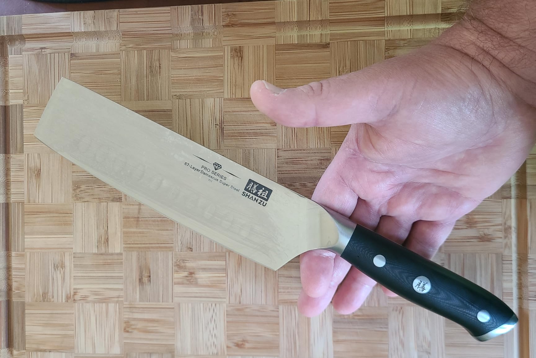 SHAN ZU Damascus Nakiri Knife, 7 In Professional Extra Sharp Kitchen Knife customer photo 2
