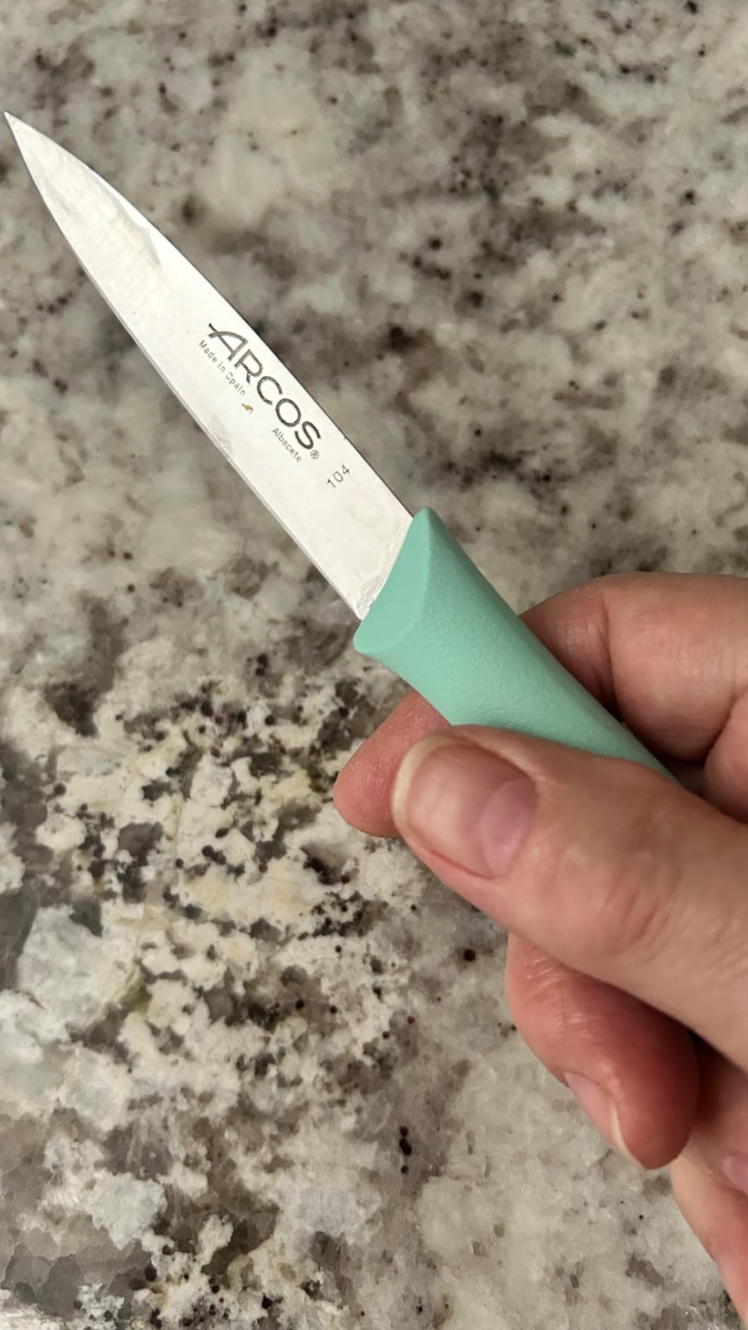Arcos Paring Knife Set of 3 Pieces 4 Inch Stainless Steel. Colorful Kitchen Knives for Peeling Fruits and Vegetables. Ergonomic Polypropylene Handle. Series Nova. Color Orange, Yellow and Blue. customer photo 2