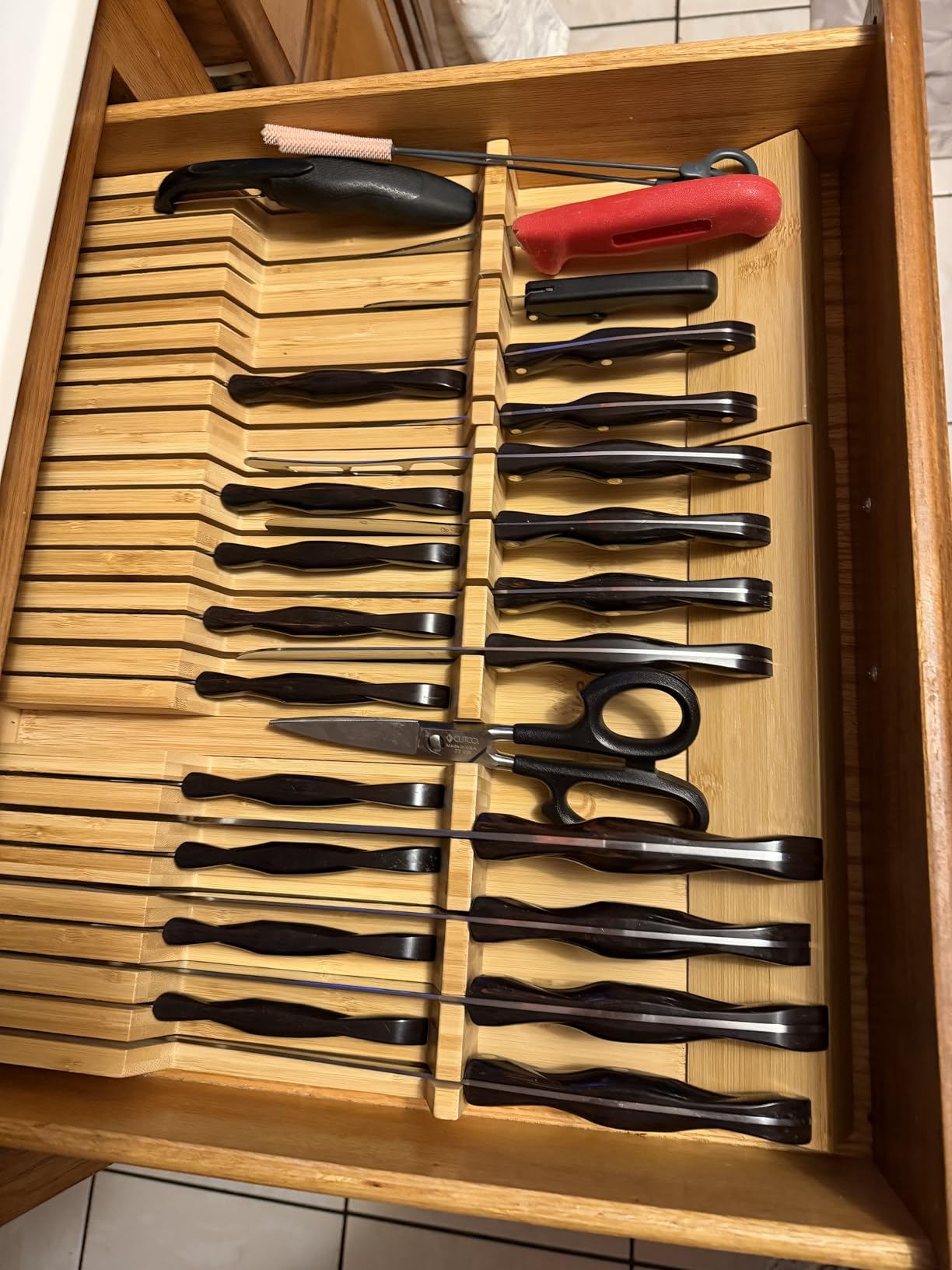 Utoplike In-drawer Knife Block Bamboo Kitchen Knives Drawer Organizer Large customer photo 1