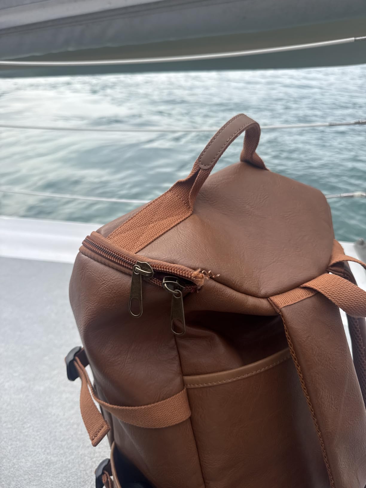 Baosha Stylish Vegan Leather Men Weekender Travel Duffel Tote Bag Backpack Travel Hiking Rucksack Overnight Bag 3-Ways Convertible HB-26 (Brown) customer photo 1