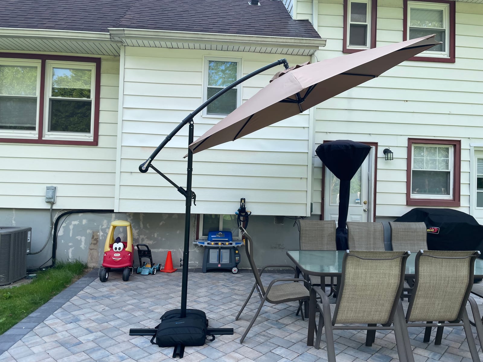 Best Choice Products 10ft Offset Cantilever Hanging Market Patio Umbrella, 8 Sturdy Ribs, Easy Adjustment - Sky Blue customer photo 2
