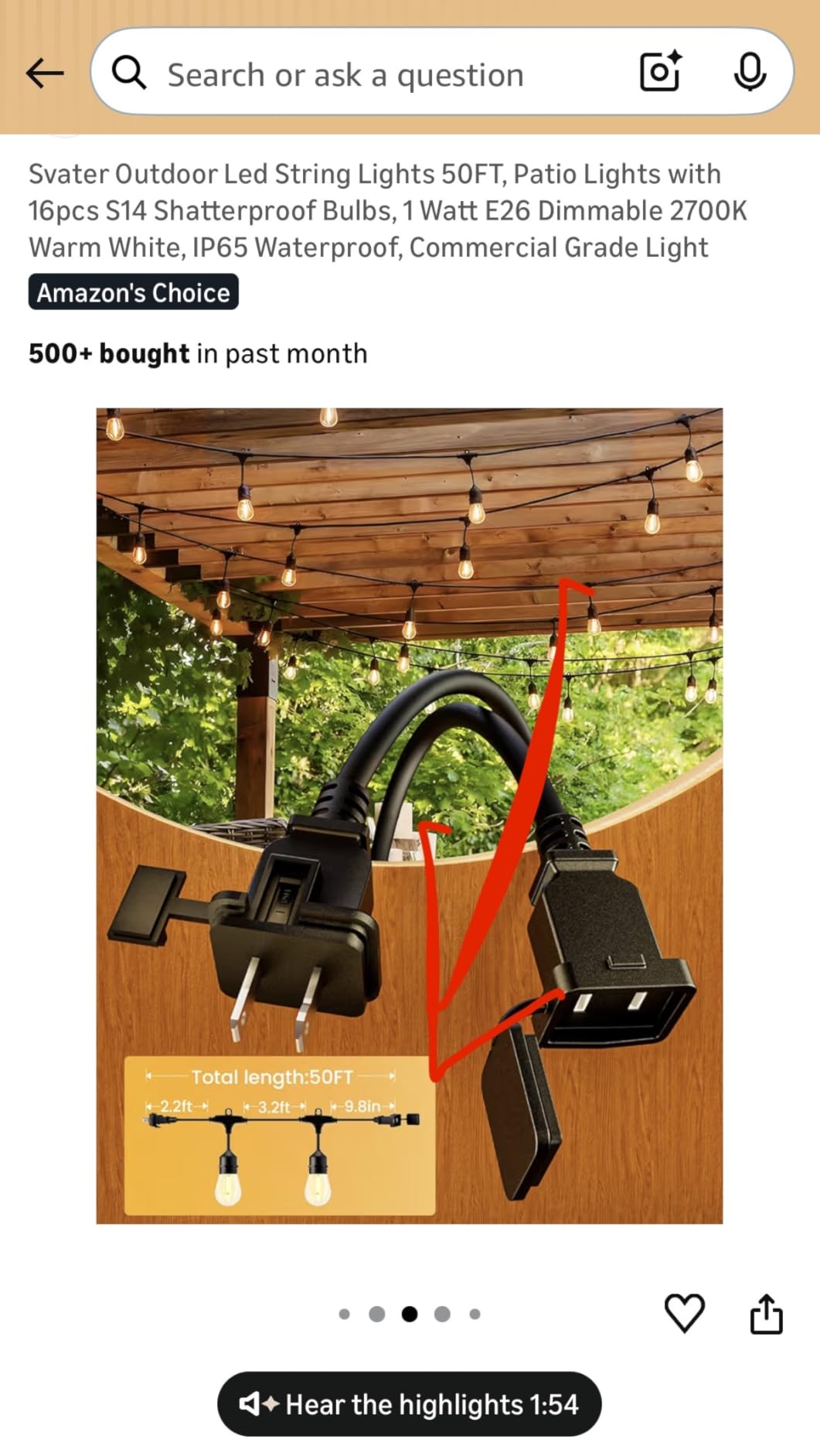 Svater Outdoor String Lights 105 FT Outside Waterproof Commercial Grade ETL customer photo 2