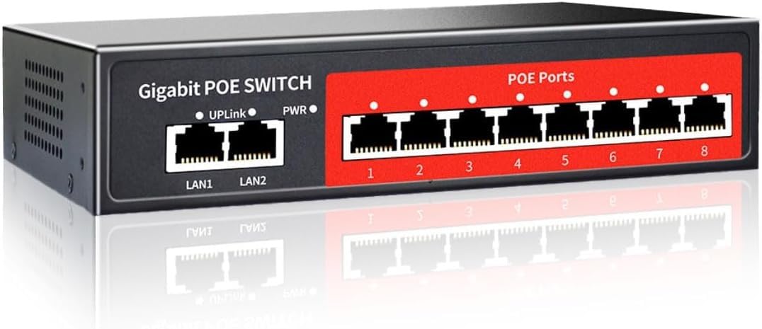8 Port Gigabit PoE Switch with 2 Gigabit Uplink, 120W Built-in Power, 802.3af/at Compliant, Managed PoE+ Switch Support VLAN, QoS, Fanless Metal, Plug and Play(Desktop/Wall Mount) customer photo 1