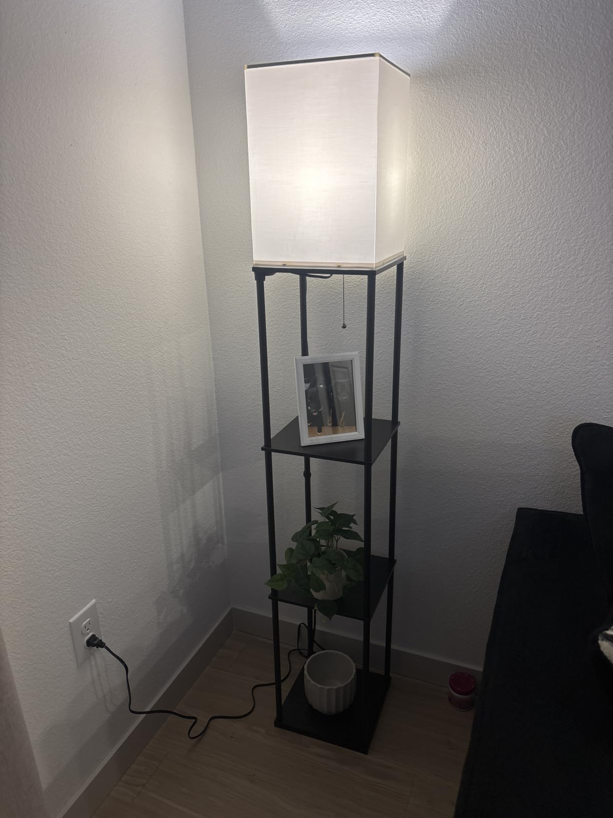 SUNMORY Floor Lamp with Shelves, Standing Lamps for Living Room, Black customer photo 2