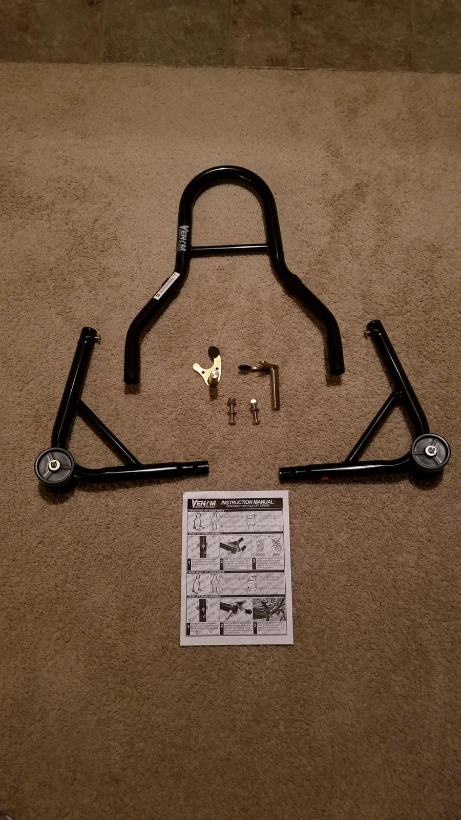 Venom Sport Bike Motorcycle Rear Wheel Swingarm Spool Lift Stand Paddock Stands Compatible with Yamaha Honda Kawasaki Suzuki Ducati BMW customer photo 1
