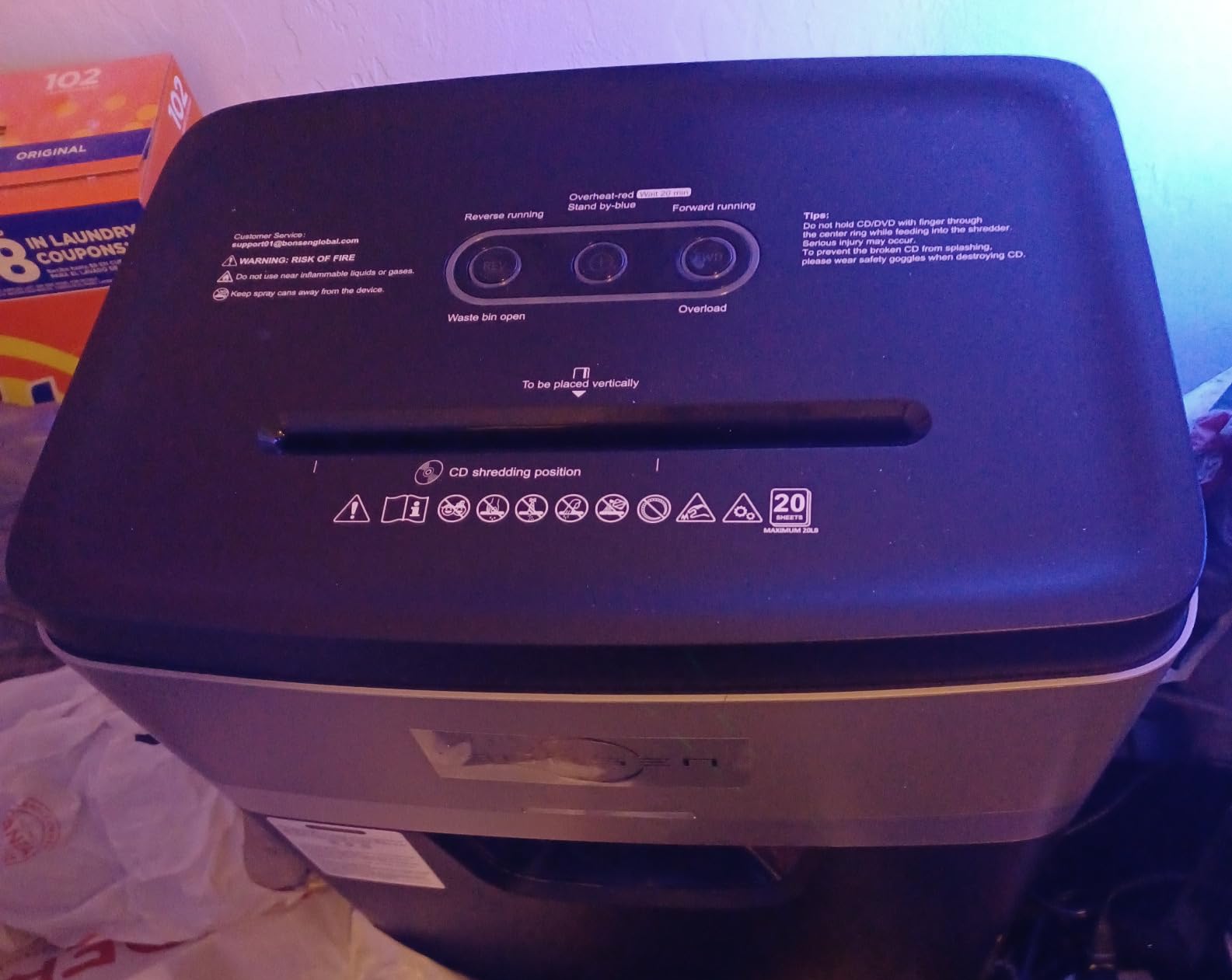 BONSEN 20-Sheet Cross-Cut P-4 High Security Heavy Duty Paper Shredder customer photo 1