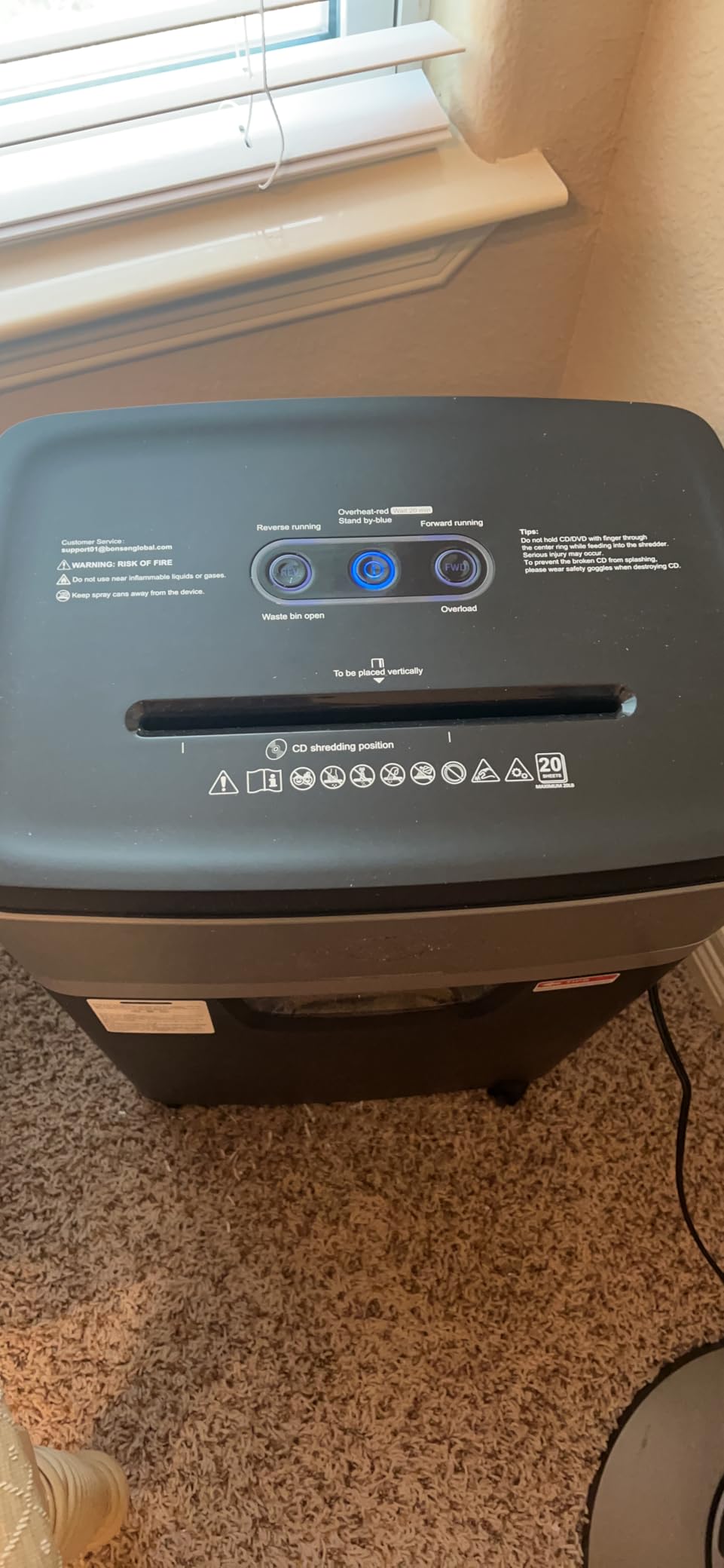 BONSEN 20-Sheet Cross-Cut P-4 High Security Heavy Duty Paper Shredder customer photo 2