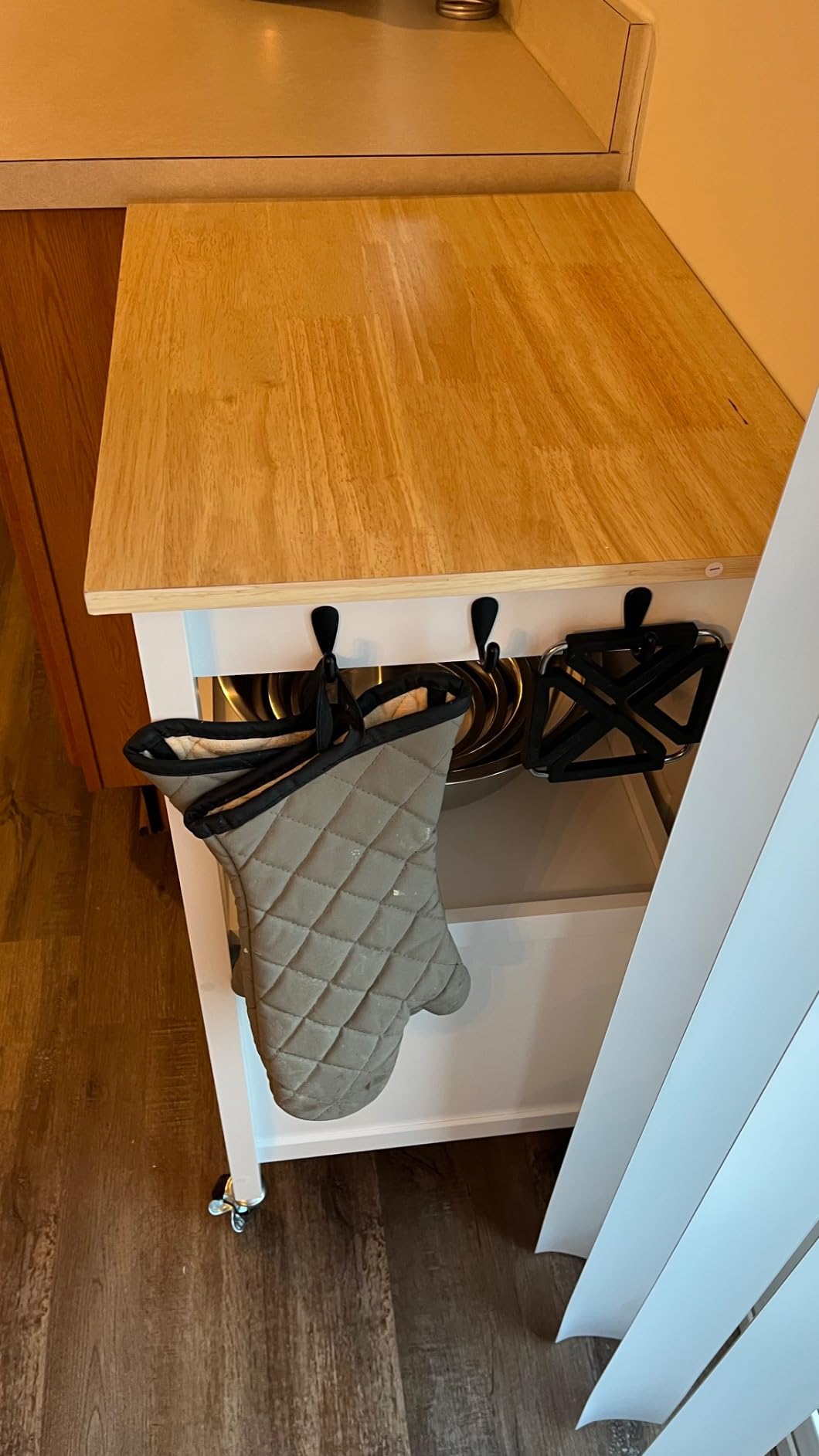 Yaheetech Rolling Kitchen Island Cart with Storage, 2 Tier, Wood Top, Black customer photo 2