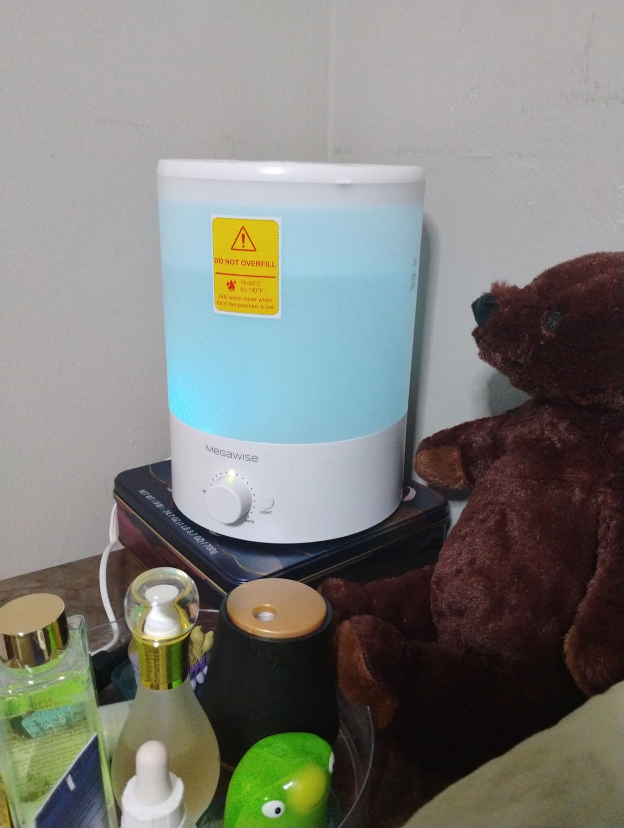 MegaWise Healthy Top-Refill Cool Mist Humidifiers for Bedroom, 24dB Ultrasonic Air Vaporizer with Water Filter for Baby [PP Material], Colorful Night Light,1 Gal Essential Oil Diffuser, Auto Shut Off customer photo 1