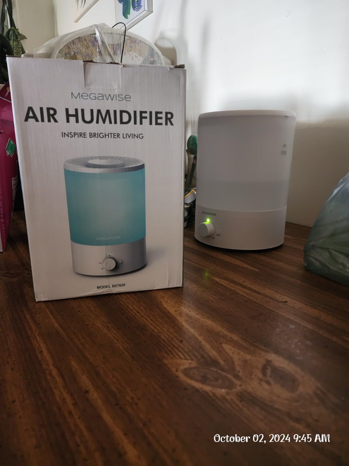 MegaWise Healthy Top-Refill Cool Mist Humidifiers for Bedroom, 24dB Ultrasonic Air Vaporizer with Water Filter for Baby [PP Material], Colorful Night Light,1 Gal Essential Oil Diffuser, Auto Shut Off customer photo 2