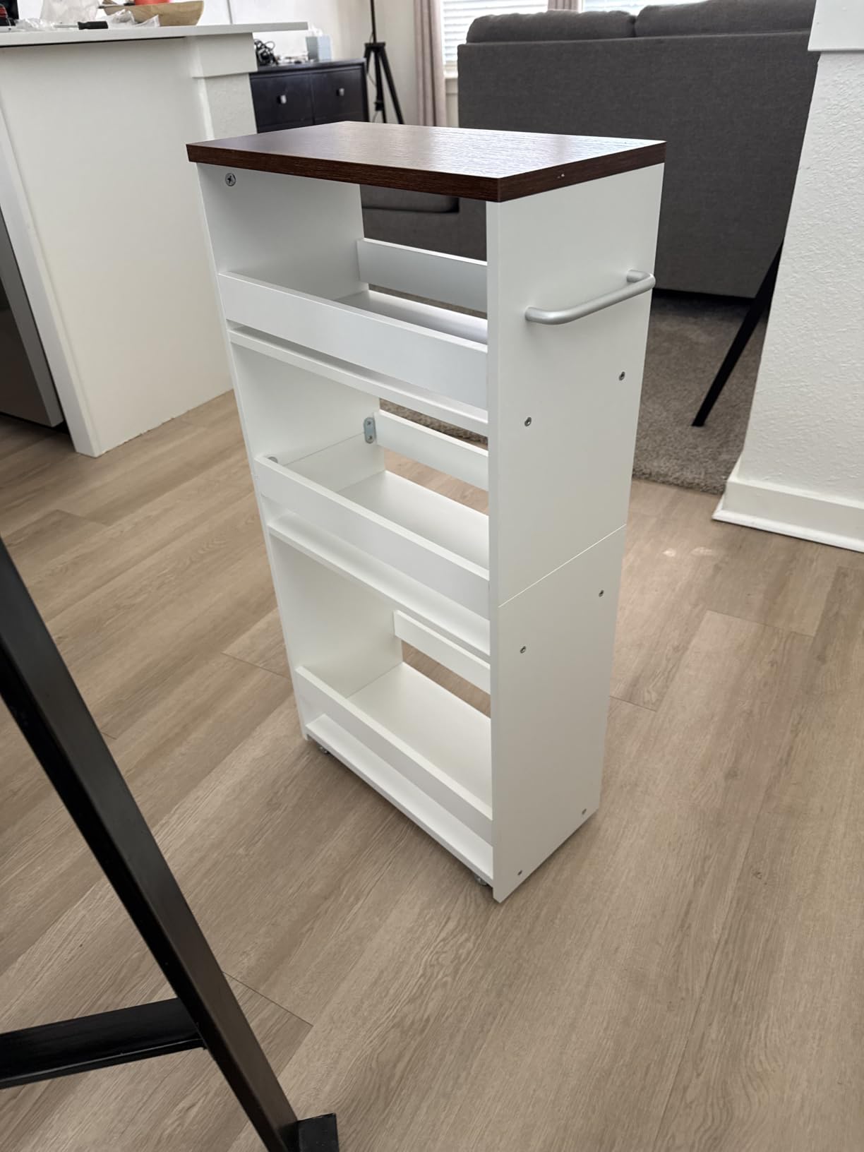 TEAMIX Slim Rolling Storage Cart, Wood 4-Tier Narrow Kitchen/Laundry Cart customer photo 2