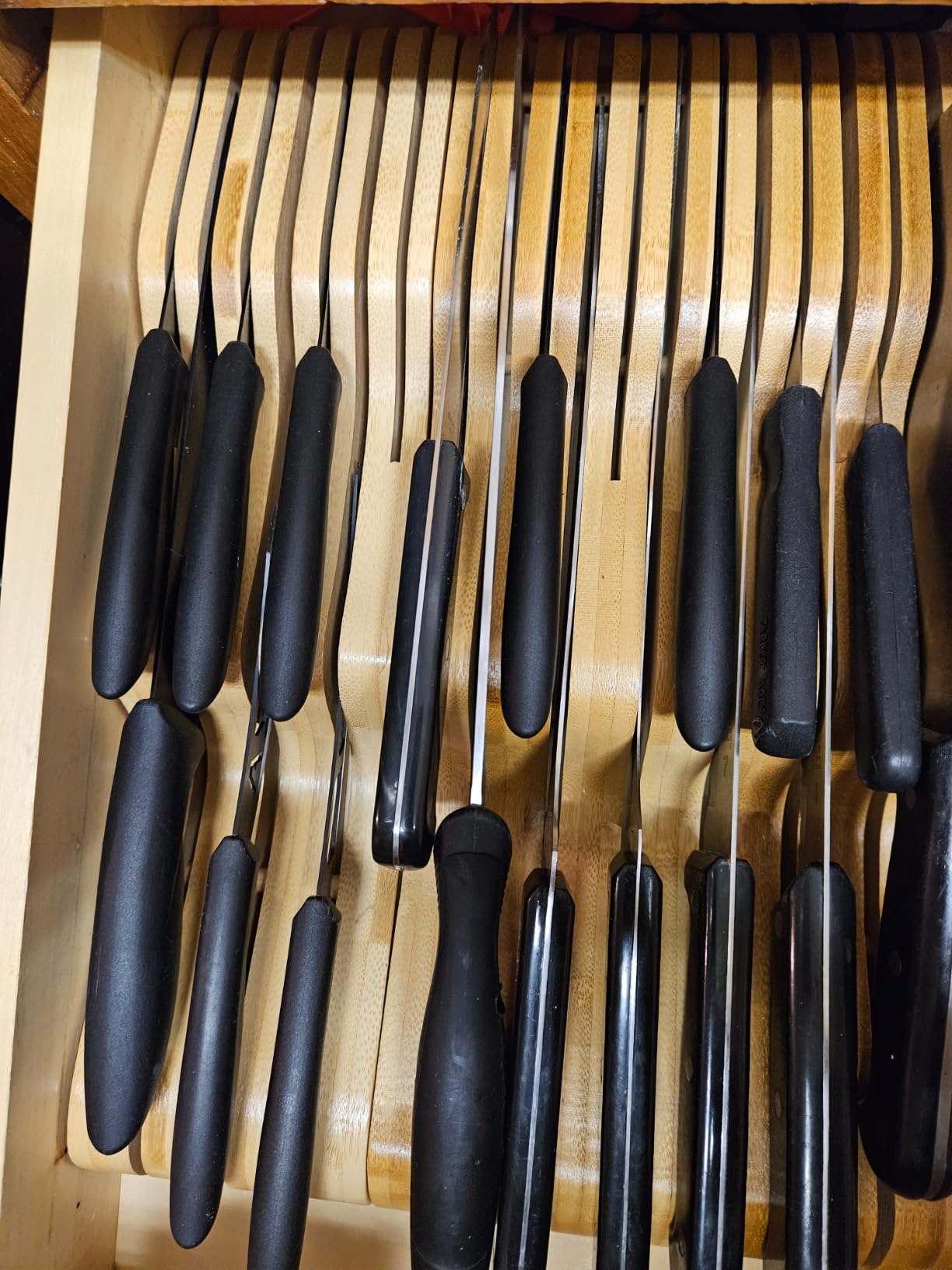 Bamboo Knife Block Holder, 9 Knives Dock, In-Drawer Knife Drawer Organizer customer photo 1