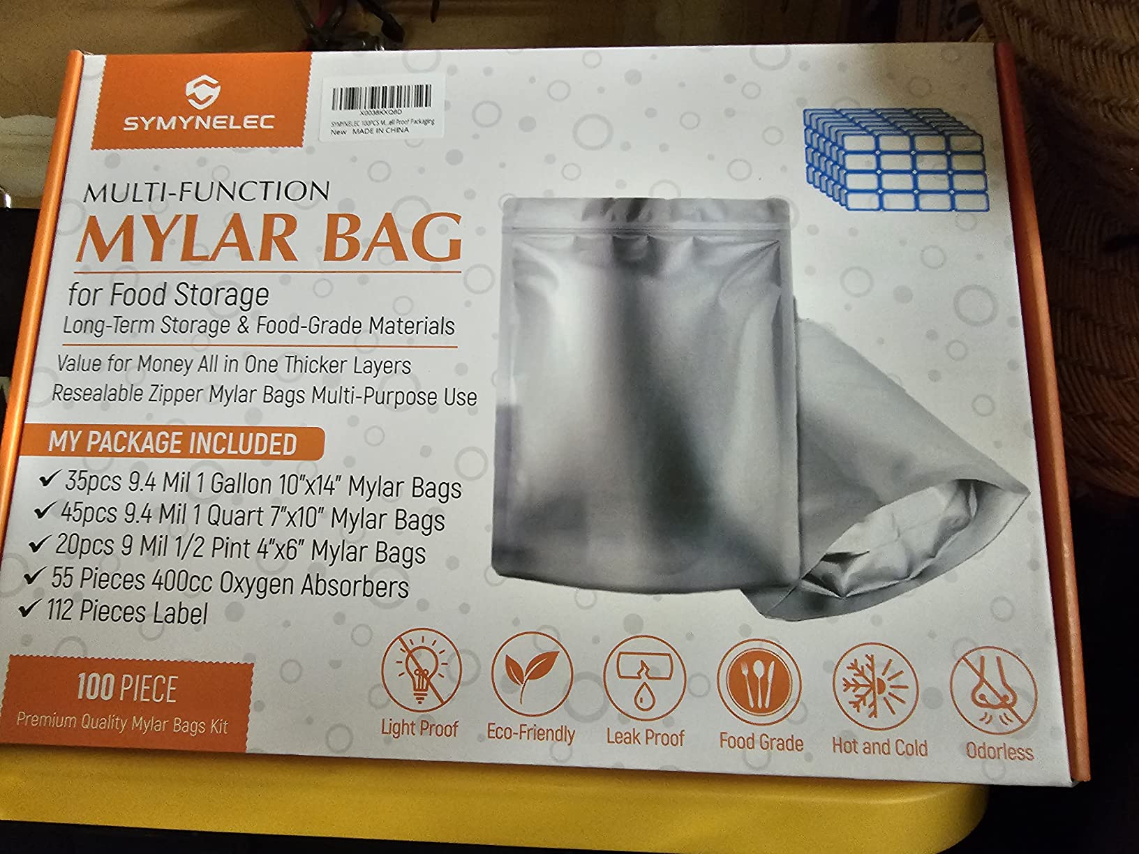 SYMYNELEC 100-Pack Mylar Bags with 400cc Oxygen Absorbers for Food Storage customer photo 2