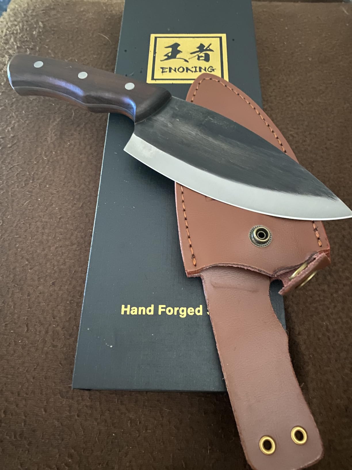 ENOKING 7.5″ Cleaver Knife, Chef’s Knives – Hand Forged, German High Carbon Stainless Steel Butcher Knife with Full Tang Handle for Home Kitchen & Restaurant customer photo 1