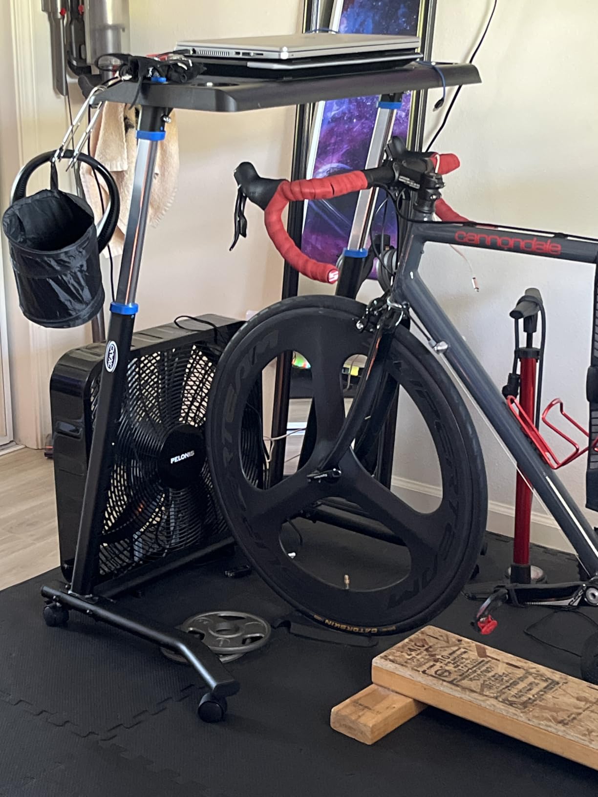 CXWXC Indoor Cycling Desk - Adjustable Height Bike Deak Laptop Stand customer photo 2