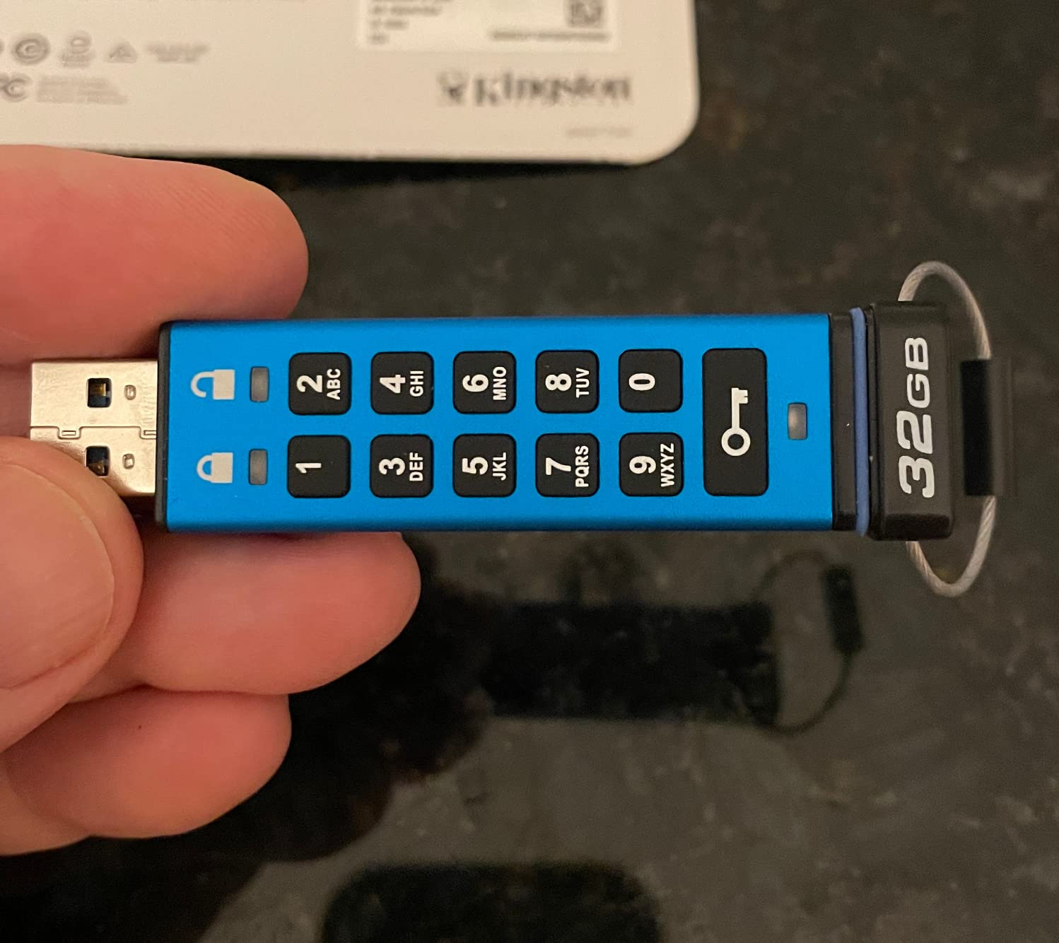 Kingston Ironkey Keypad 200 16GB Encrypted USB | Alphanumeric Keypad | Multi-Pin Access | XTS-AES 256-bit | FIPS 140-3 Level 3 Certified | Brute Force & BadUSB Protection | IKKP200/16GB,Blue customer photo 2