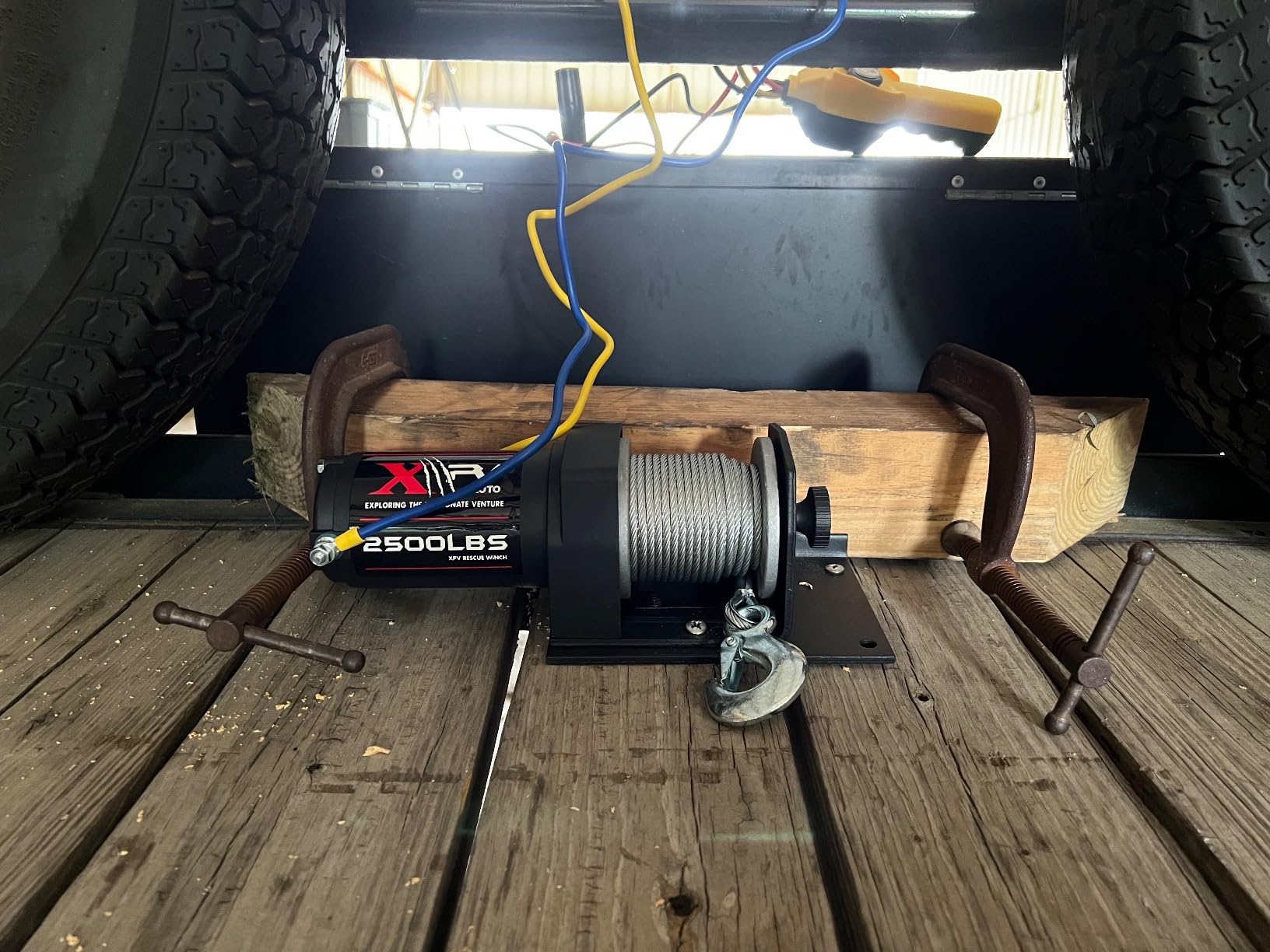XPV AUTO 2500lbs Electric Winch 12V Waterproof Steel Cable with Wired Remote Control & Mounting Plate ATV UTV Towing Trailer Winch Off-Road customer photo 1
