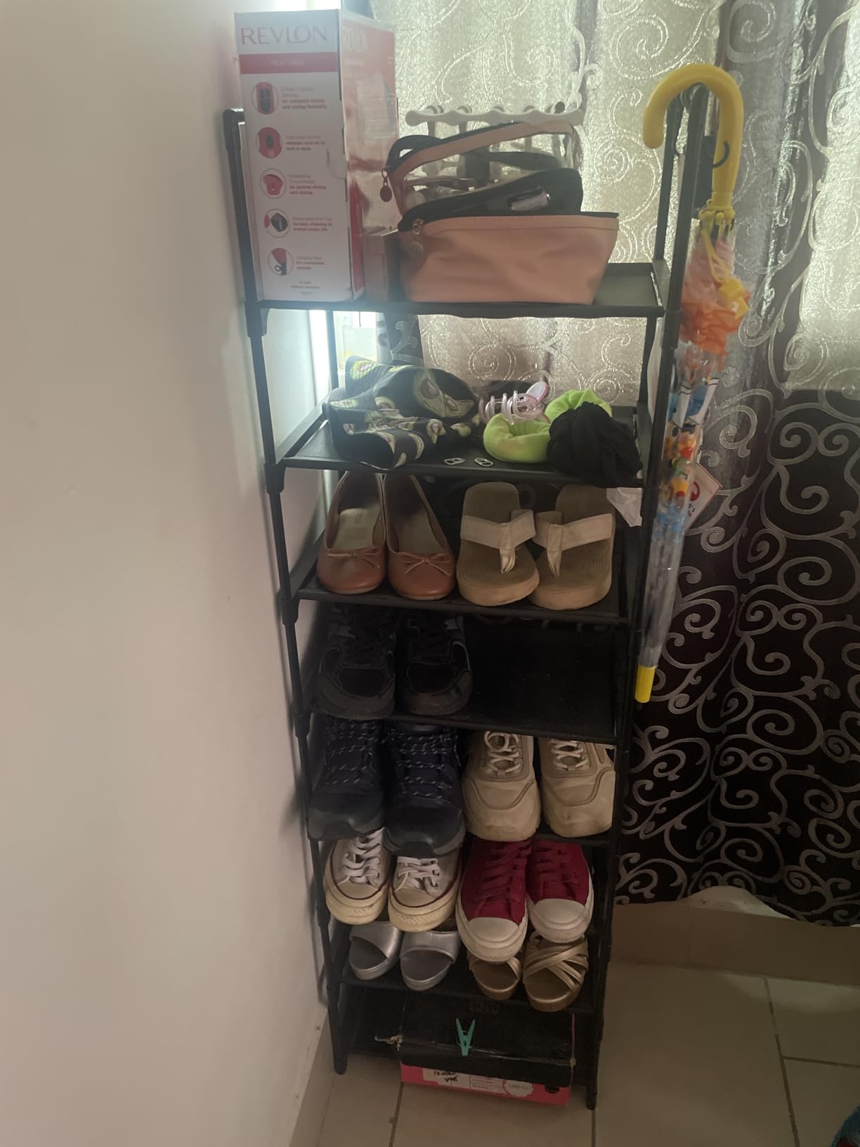 LANTEFUL 10 Tiers Tall Shoe Rack 20-25 Pairs Boots Organizer Storage Sturdy Narrow Shoe Shelf for Entryway, Closets with Hooks, Black customer photo 2