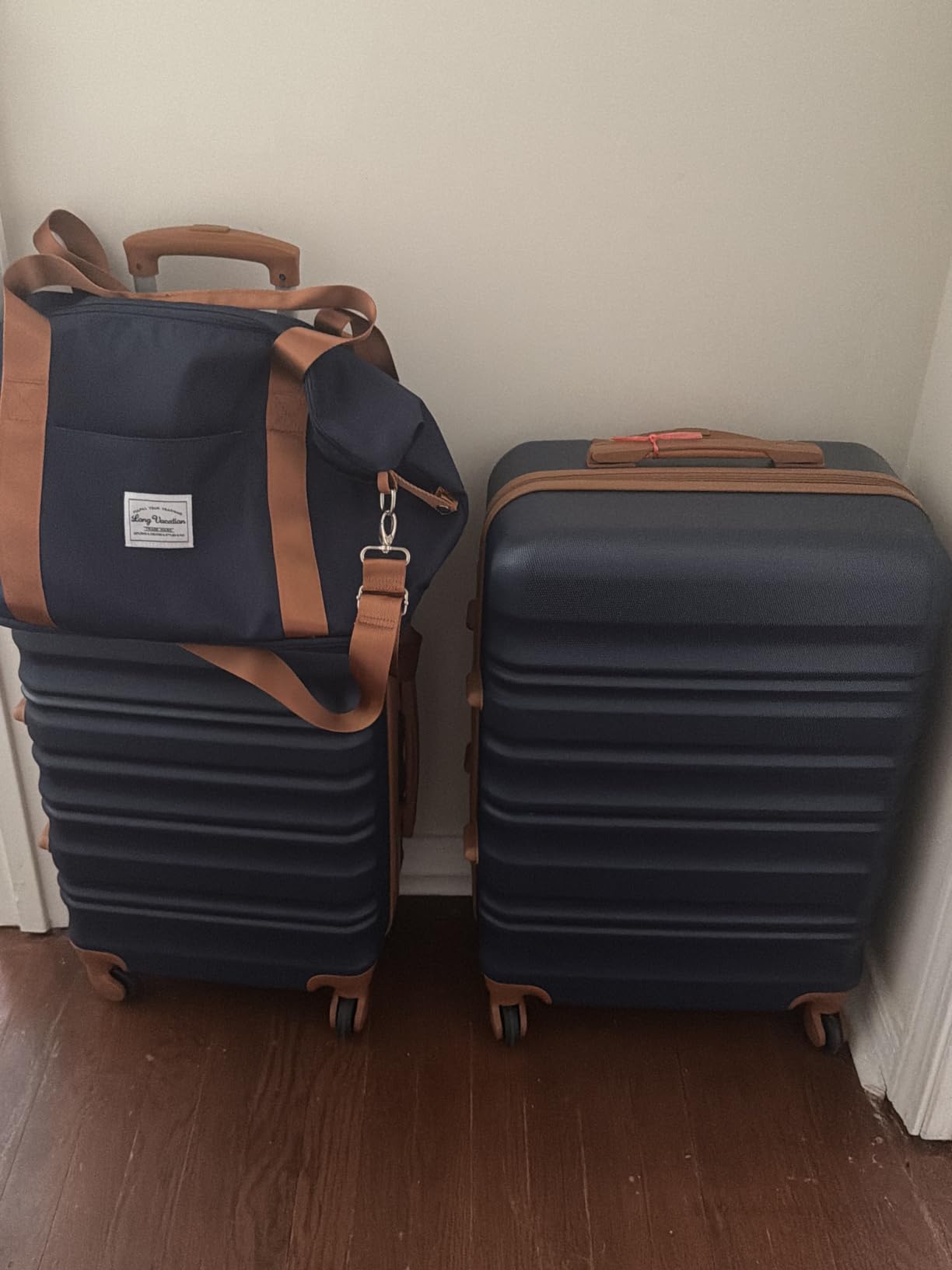 LONG VACATION Luggage Set 6 Piece Luggage ABS hardshell TSA Lock Spinner Wheels Luggage Carry on Suitcase (NAVY, 6 piece set) customer photo 2