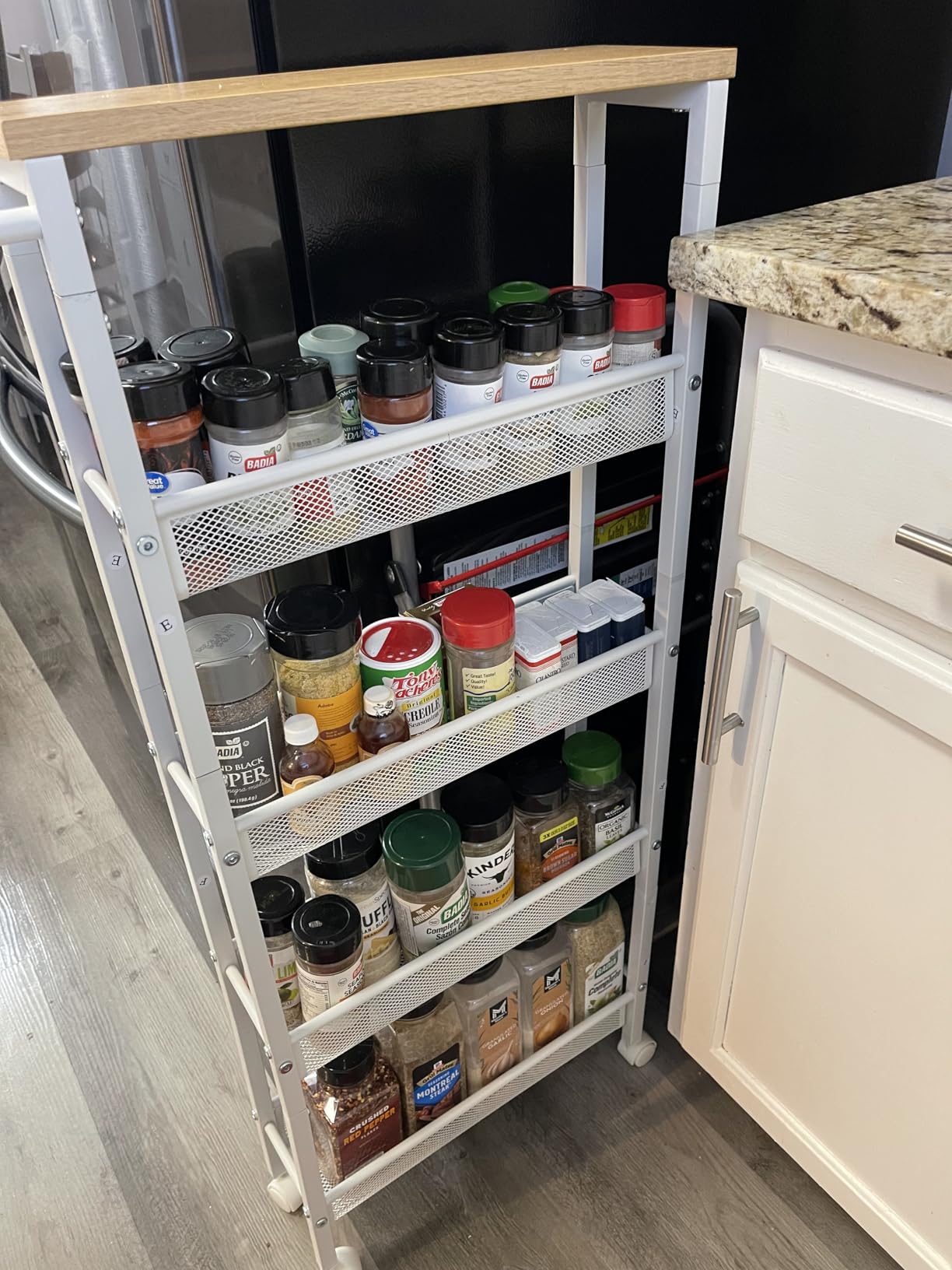 VASAGLE 5-Tier Slim Rolling Storage cart with Wheels, 5.1 Inches, Metal customer photo 2