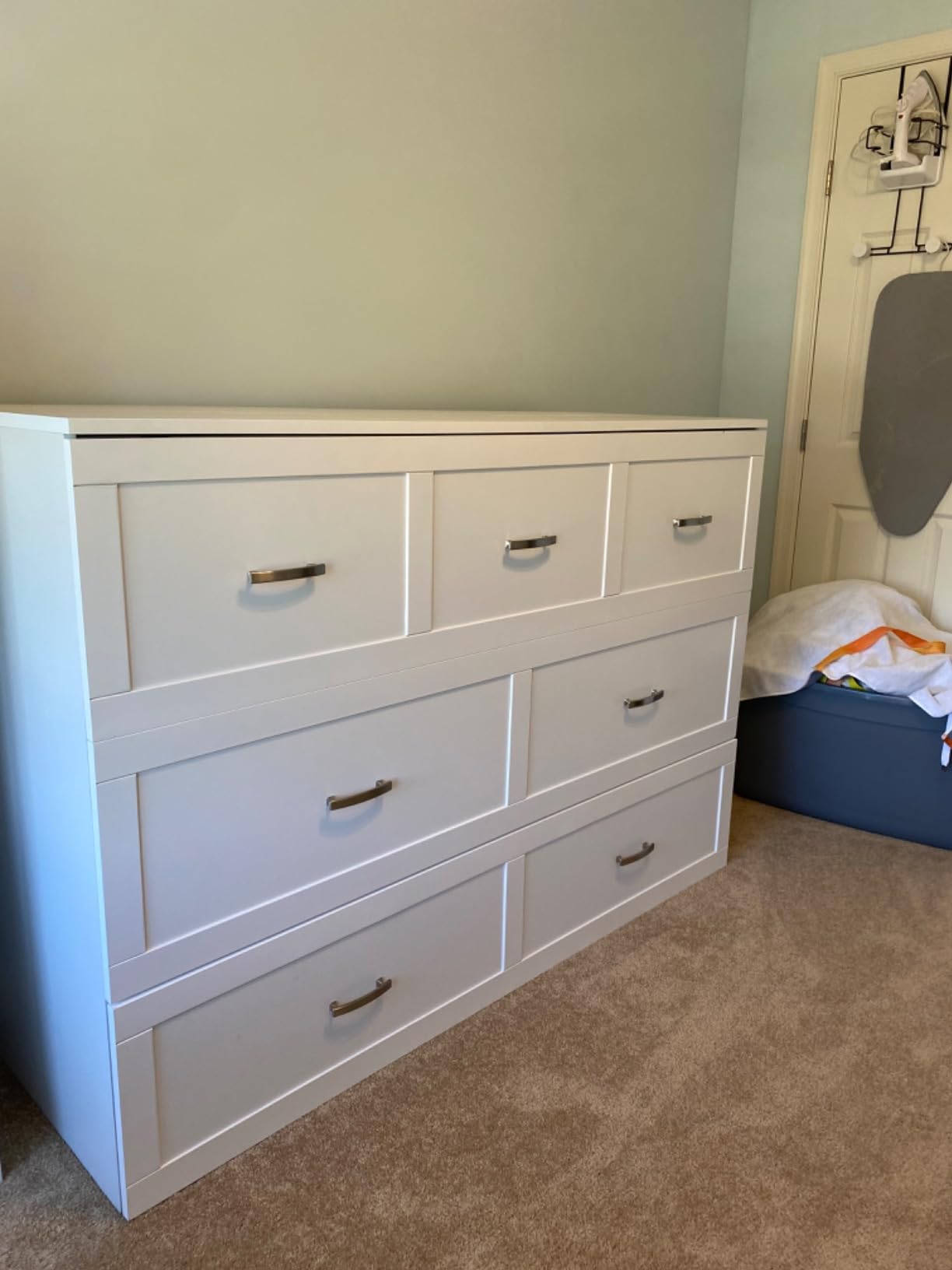 ECACAD Multi-Functional Murphy Cabinet Bed, Full Size Bed Frame Murphy Chest with Built-in Power Strip & 3 Drawers, Full Foldable Platform BedFrame, White customer photo 1