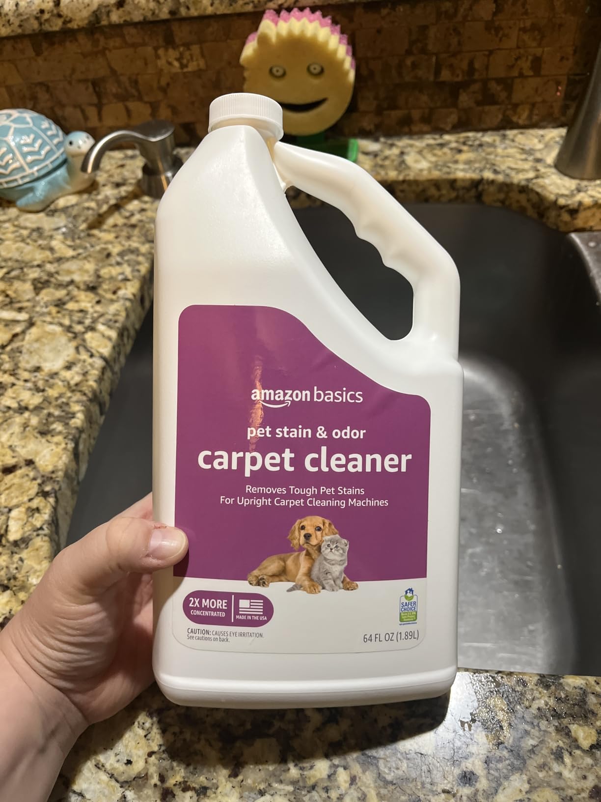Amazon Basics Pet Stain Remover, Carpet Cleaner, Fresh Scent, 64 fl oz, Packaging May Vary customer photo 1