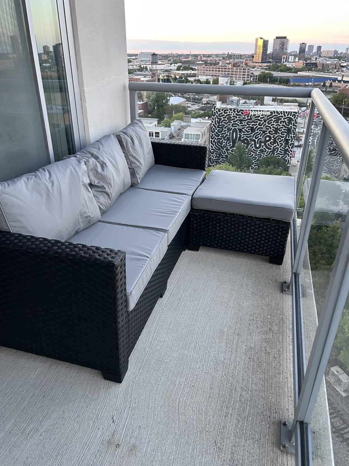 Rattaner 3 Pieces Patio Furniture Set Outdoor Sectional Wicker Patio Furniture Patio Couch with Ottoman and Outdoor Table All-Weather Anti-Slip Cushions Waterproof Covers, Light Grey customer photo 2