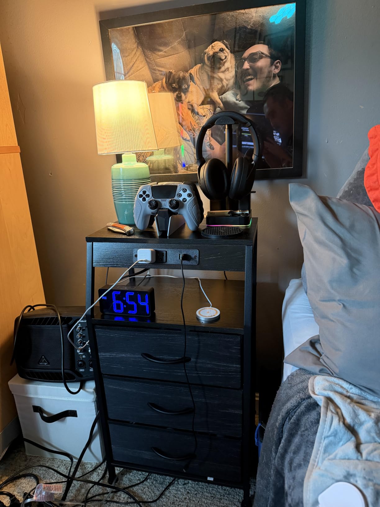 Furnulem Night Stand with Charging Station, 3 Fabric Drawers Bedside Table customer photo 1