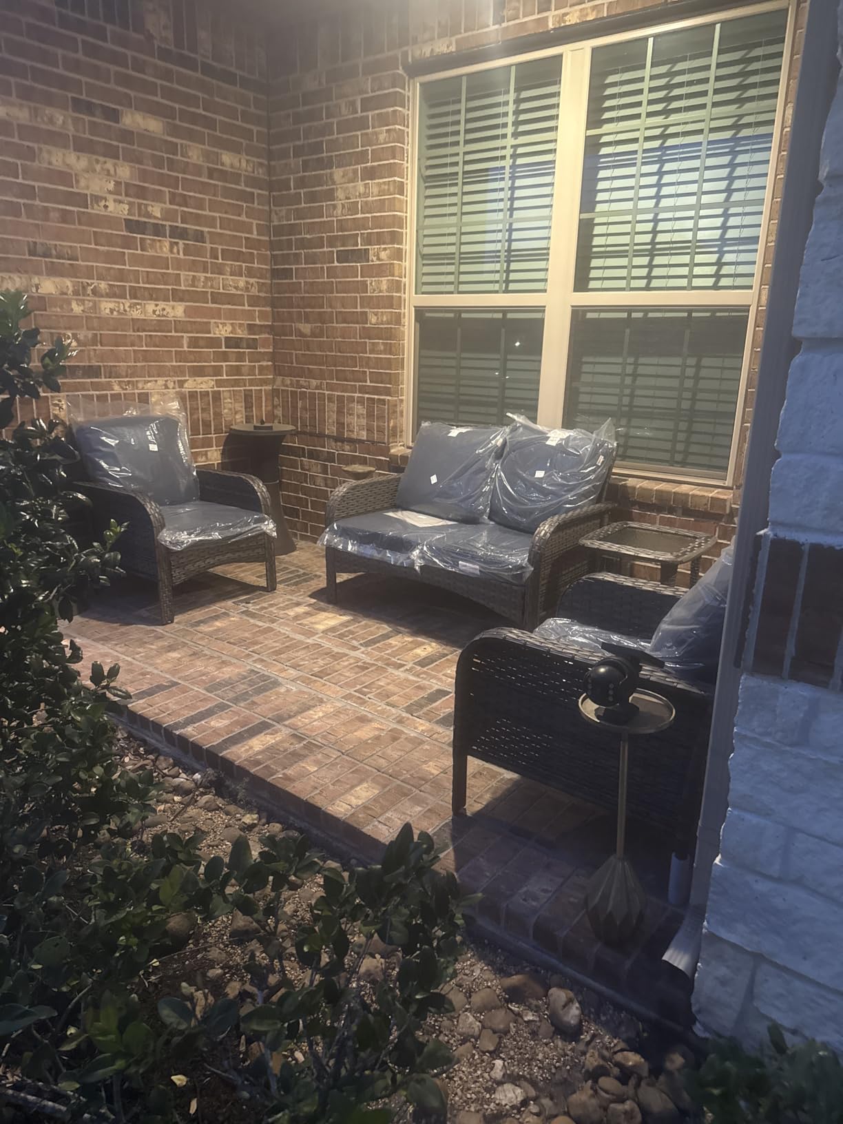 ovios 4 Pieces Patio Furniture Set, Outdoor Wicker Sofa with Chairs Coffee Table, High Back Rattan Couch Loveseat with Comfy Cushions for Porch Yard Deck, Beige customer photo 1