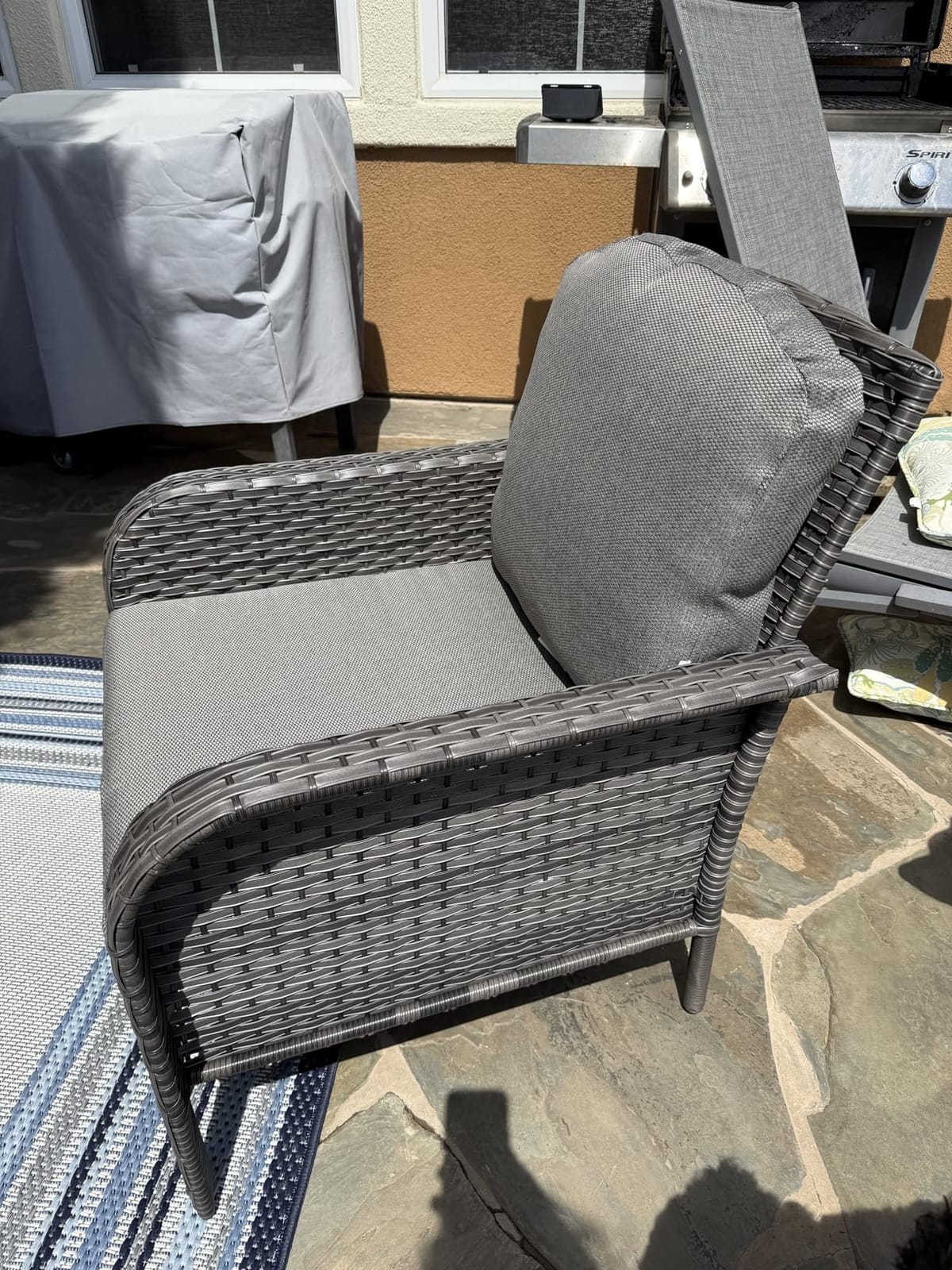 ovios 4 Pieces Patio Furniture Set, Outdoor Wicker Sofa with Chairs Coffee Table, High Back Rattan Couch Loveseat with Comfy Cushions for Porch Yard Deck, Beige customer photo 2