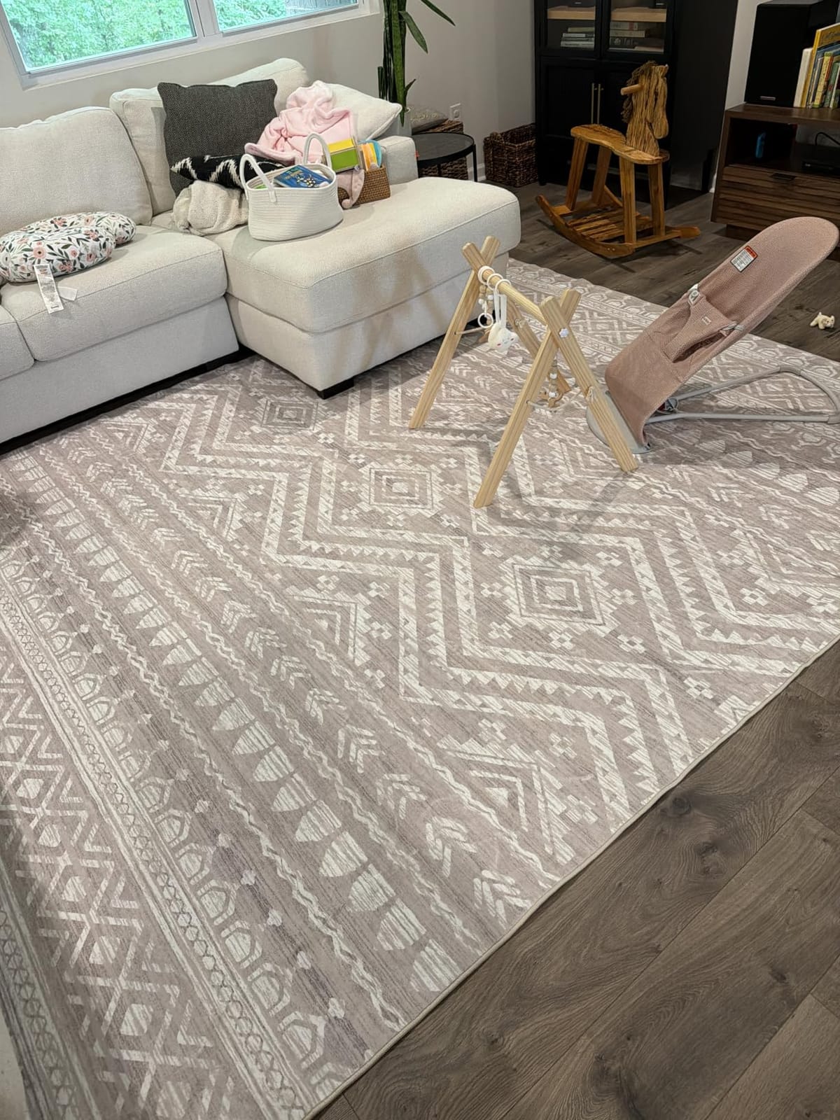 Miukiki 8x10 Area Rug for Living Room, Washable Soft Non Slip Rug Grey customer photo 2