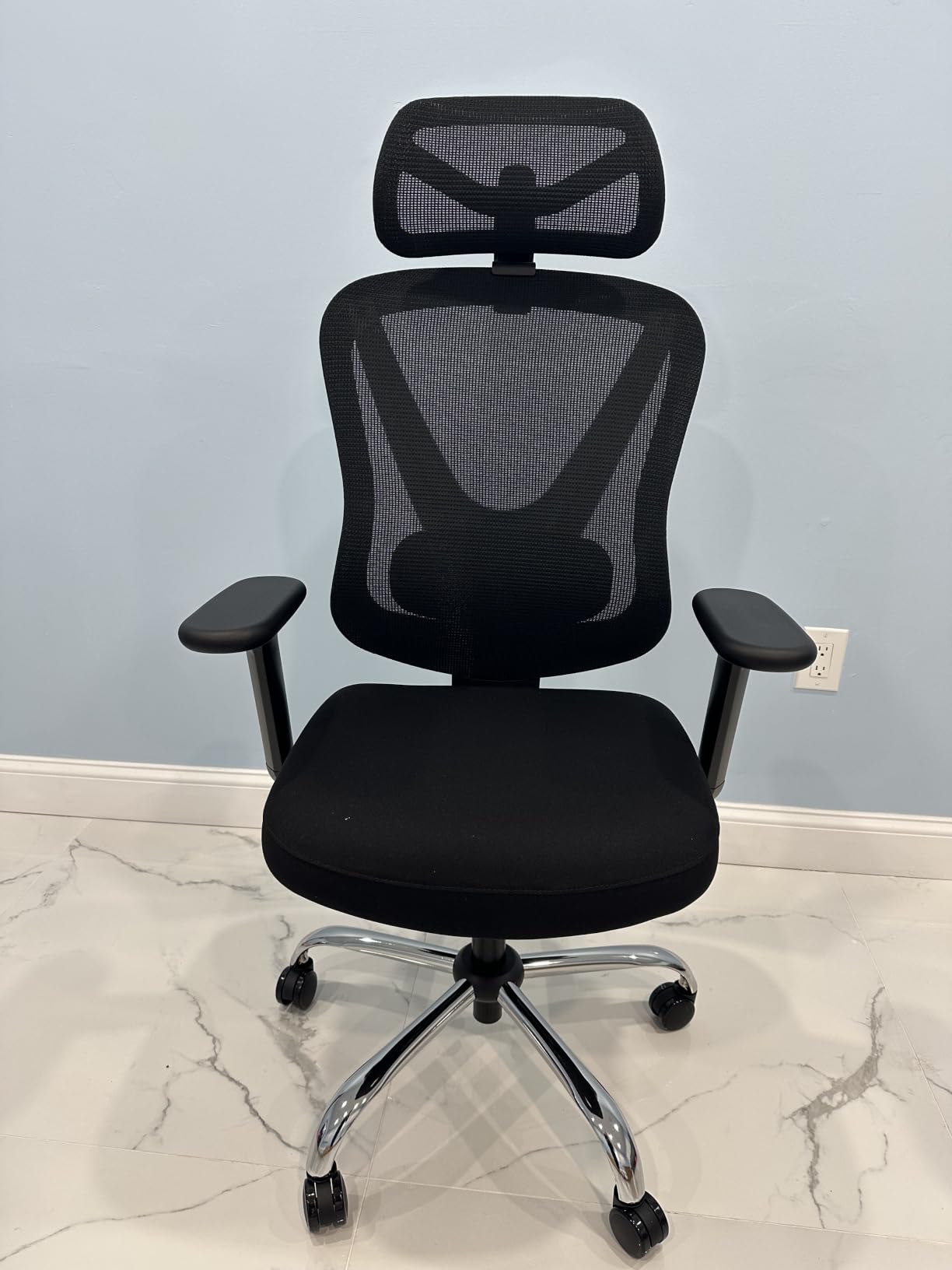 HOLLUDLE Ergonomic Mesh Office Chair, V Back Desk Chair with 2D Headrest customer photo 2