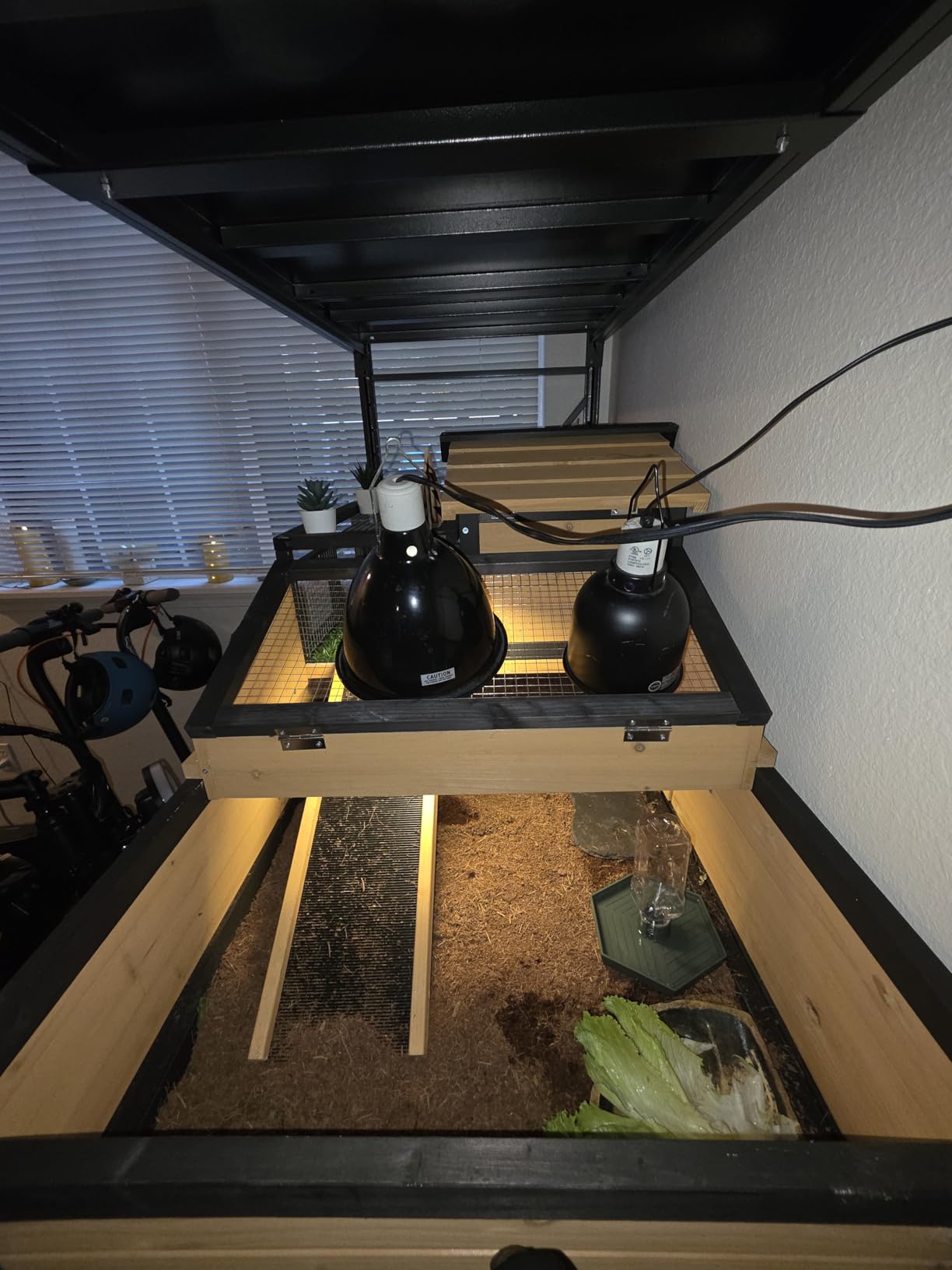3-Room Large Tortoise Habitat with Pull-Out Tray, Wooden Tortoise Enclosure Indoor & Outdoor with Ramp, Grass Mat, Openable Roof, Luxurious Reptile Enclosure for Small Animals, Yellow customer photo 2