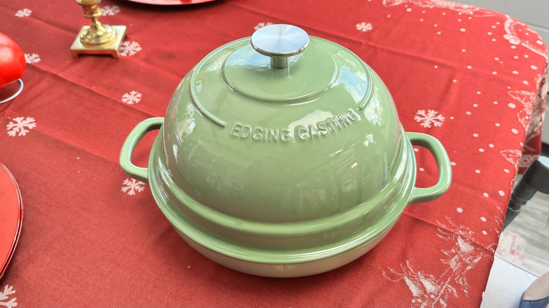EDGING CASTING Enameled Cast Iron Dutch Oven Pot with Lid, Round Bread Oven for Homemade Sourdough Bread Baking, 6 Quart, Seasalt customer photo 1